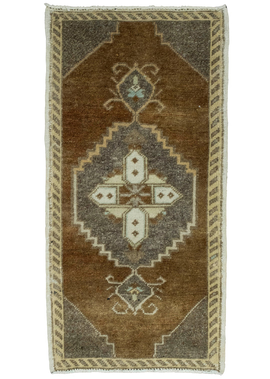 Turkish Mini Rug Oriental Hand Knotted Vintage Rug 1'6" x 3' #16201