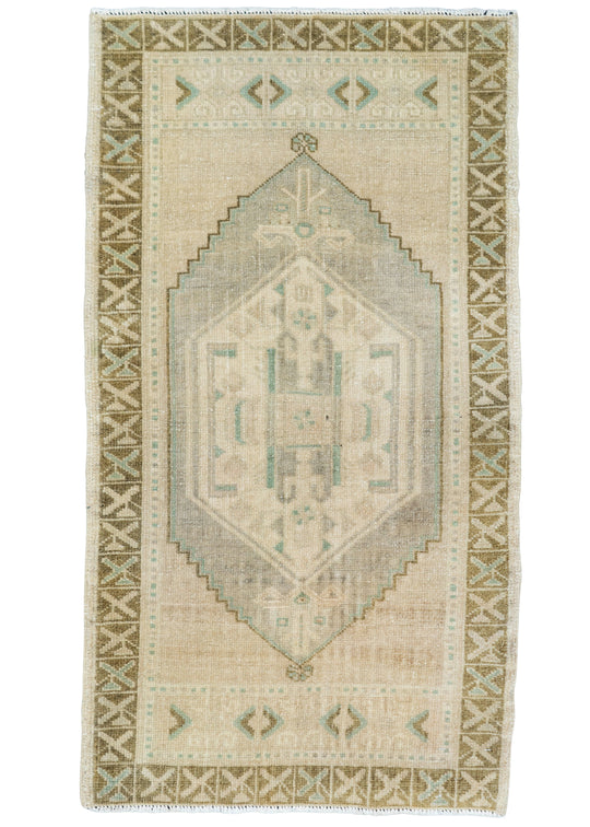 Turkish Mini Rug Oriental Hand Knotted Vintage Rug 1'11" x 3'6" #16778