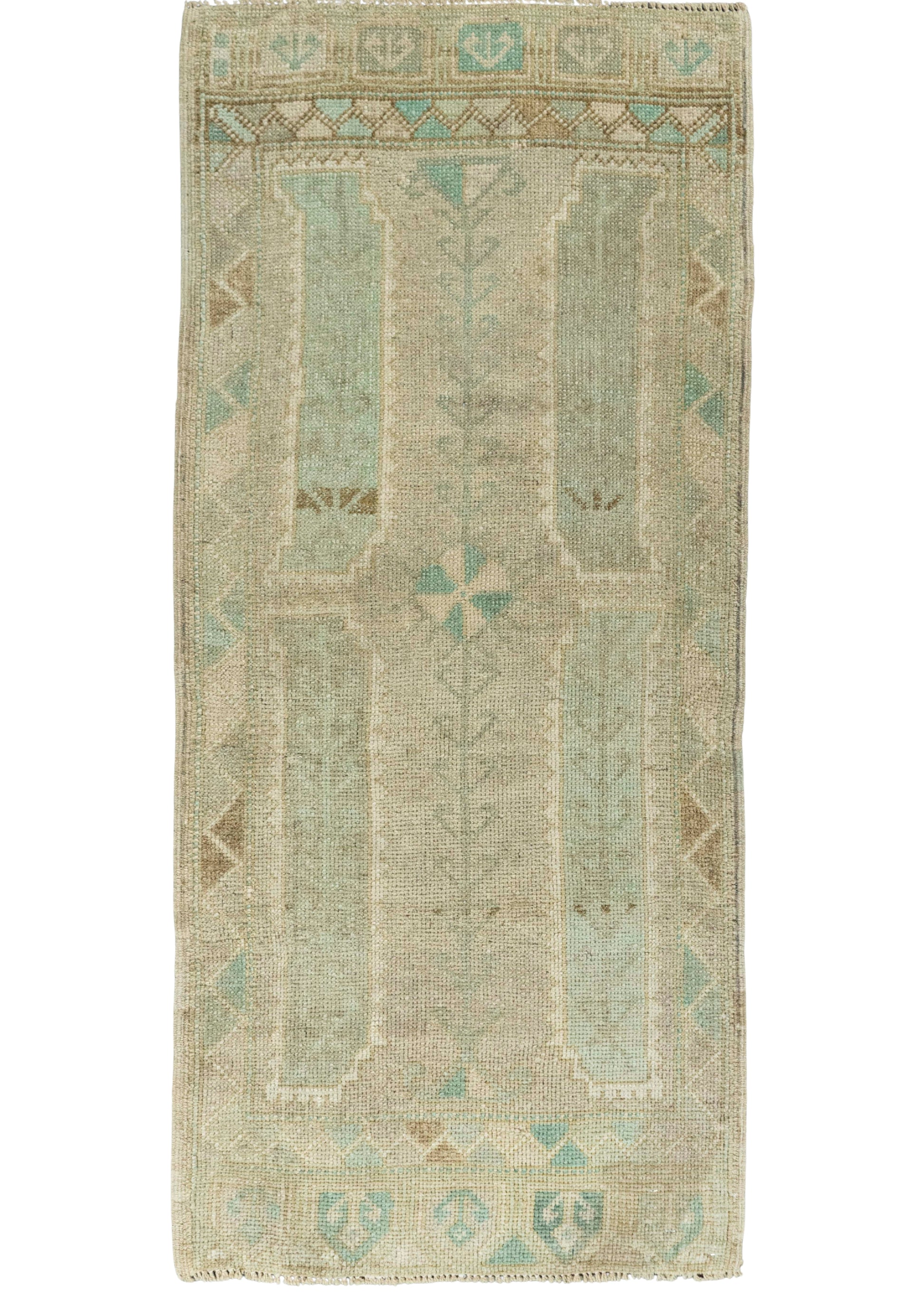 Turkish Mini Rug Oriental Hand Knotted Vintage Rug 1'9" x 3'11" #21013