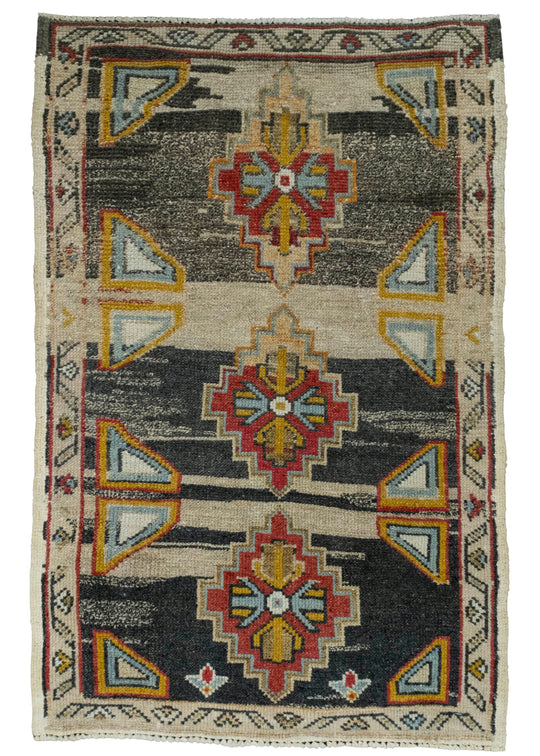 Turkish Mini Rug Oriental Hand Knotted Vintage Rug 2'3" x 3'5" #16401