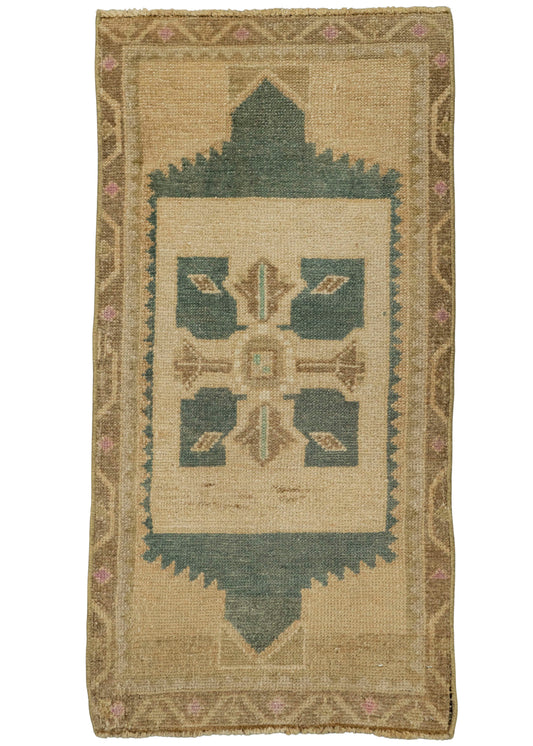 Turkish Mini Rug Oriental Hand Knotted Vintage Rug 1'6" x 2'11" #21142