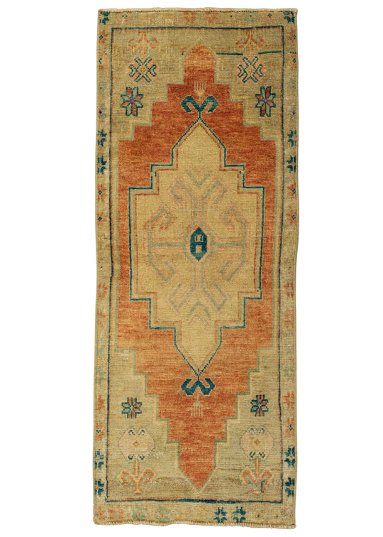 Turkish Mini Rug Oriental Hand Knotted Vintage Rug 1'5" x 3'8" #21150