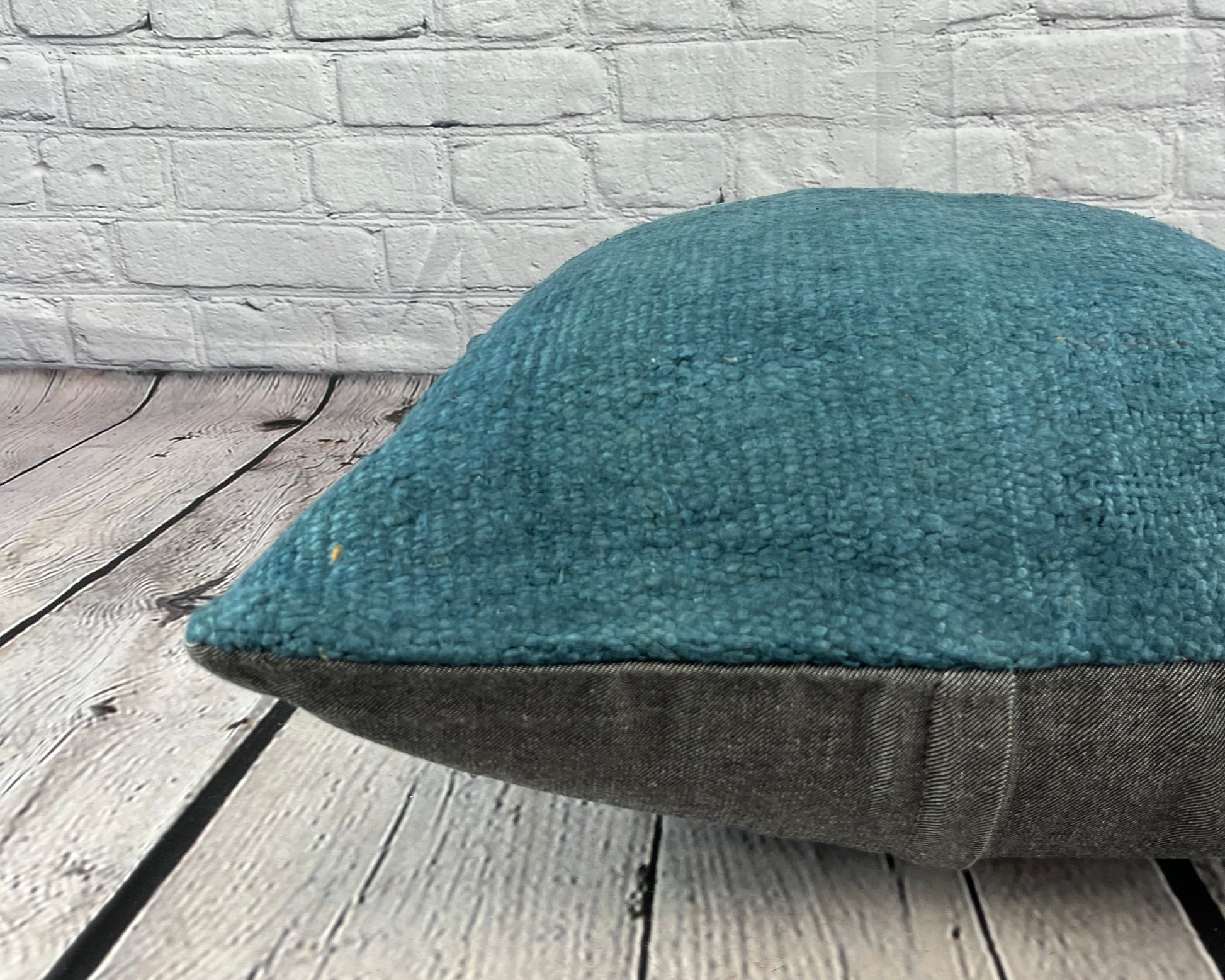 20 x 20 Hemp Pillow Turkish Cushion Natural Blue Pillow Cushion Cover #6422