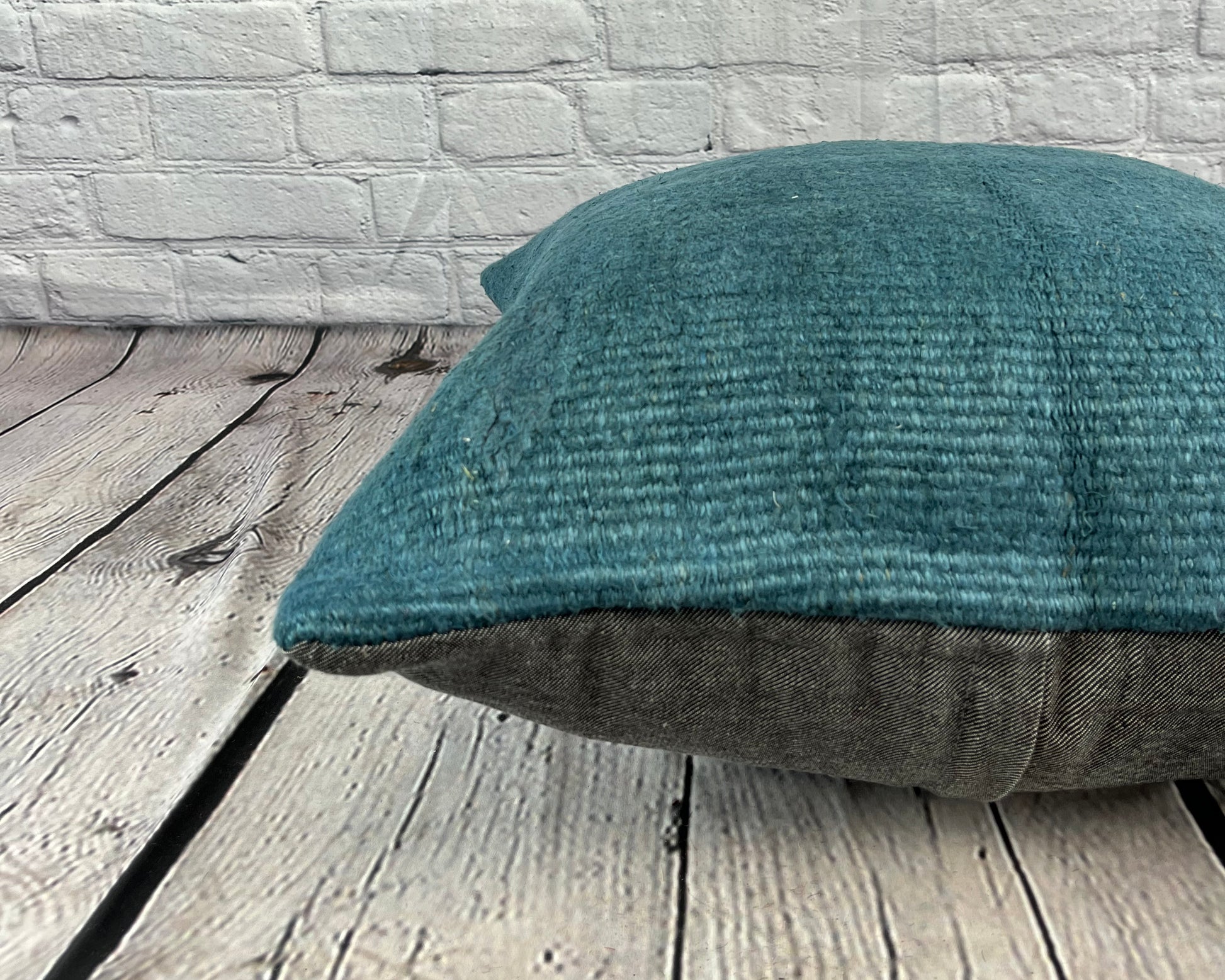 20 x 20 Hemp Pillow Turkish Cushion Natural Blue Pillow Cushion Cover #6425