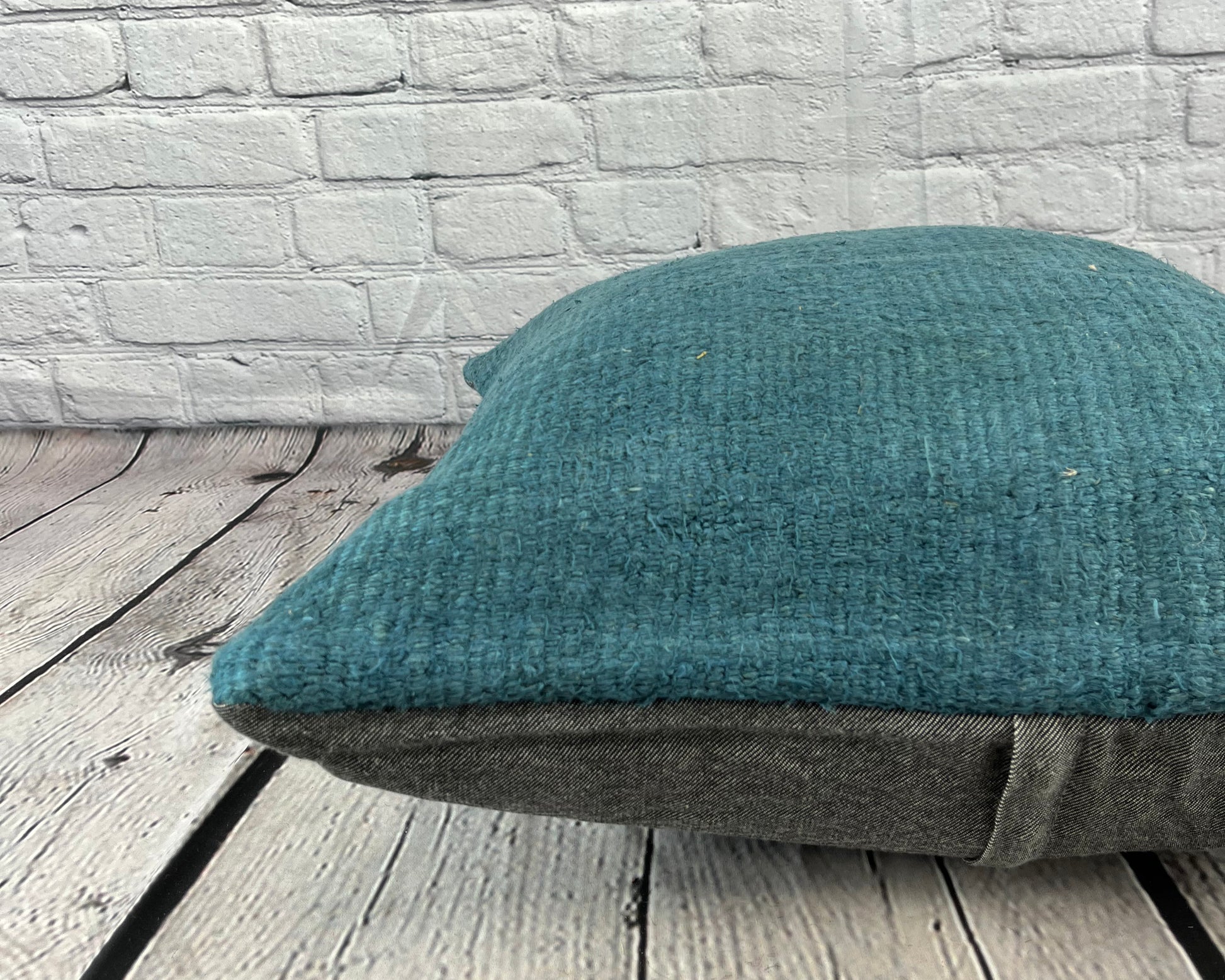 20 x 20 Hemp Pillow Turkish Cushion Natural Blue Pillow Cushion Cover #6432