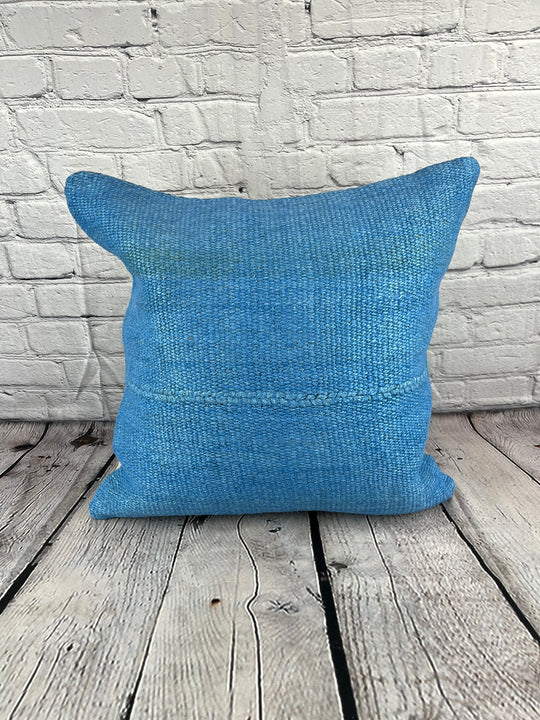 20 x 20 Hemp Pillow Turkish Cushion Natural Sky Blue Pillow Cushion Cover #6439