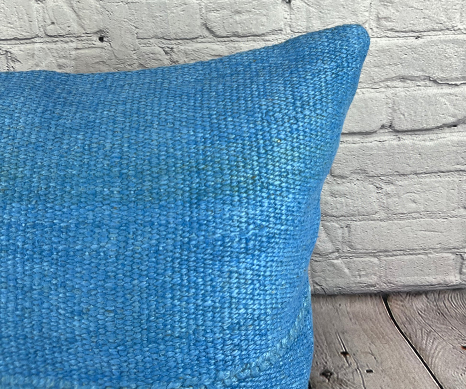20 x 20 Hemp Pillow Turkish Cushion Natural Sky Blue Pillow Cushion Cover #6439