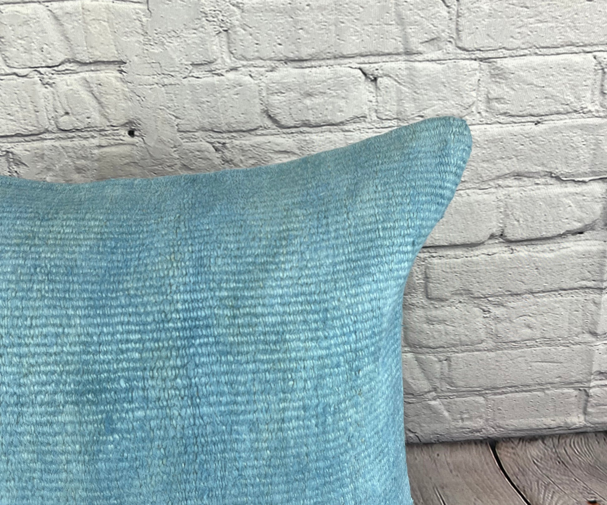 20 x 20 Hemp Pillow Turkish Cushion Natural Sky Blue Pillow Cushion Cover #6435