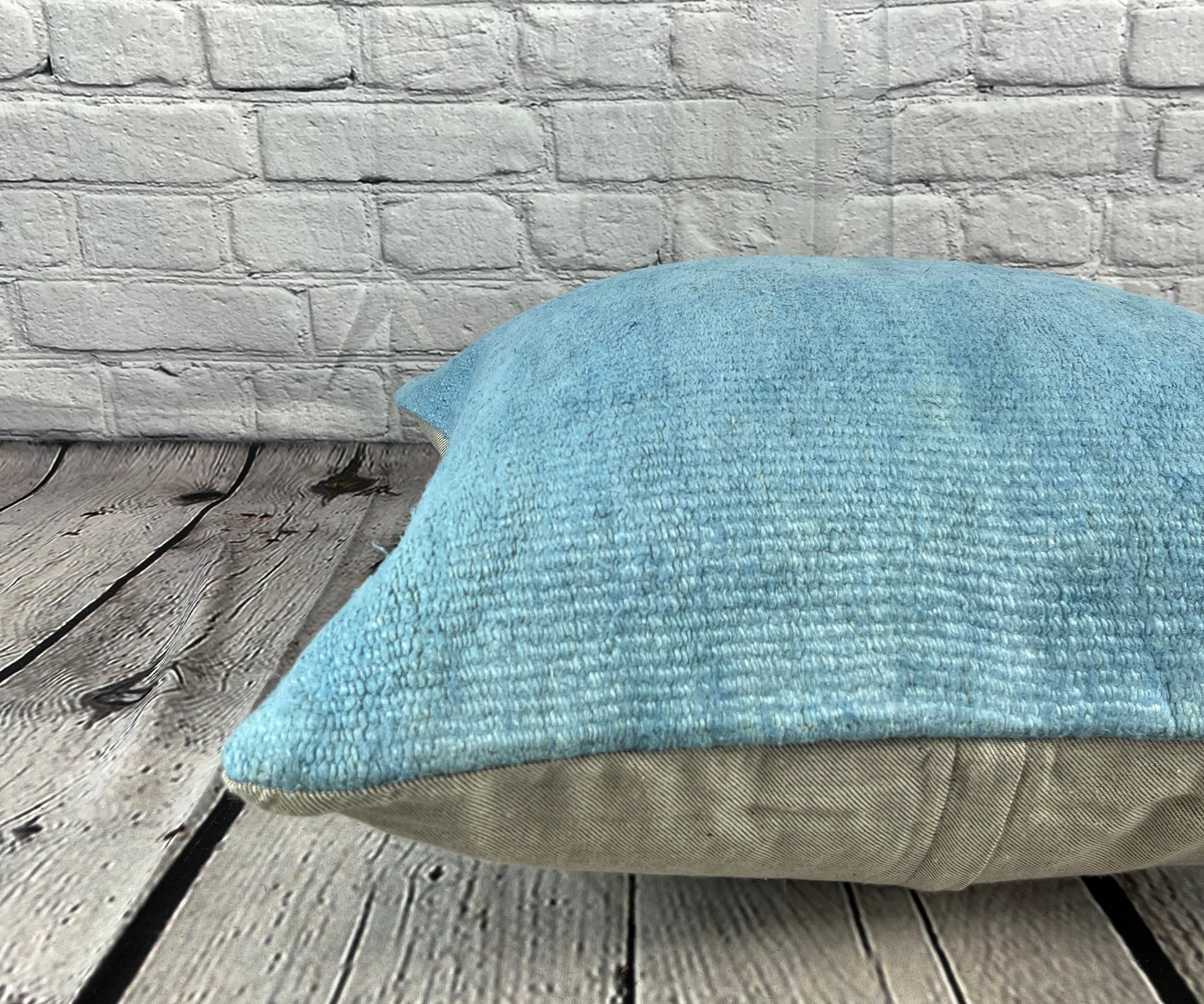 20 x 20 Hemp Pillow Turkish Cushion Natural Sky Blue Pillow Cushion Cover #6435