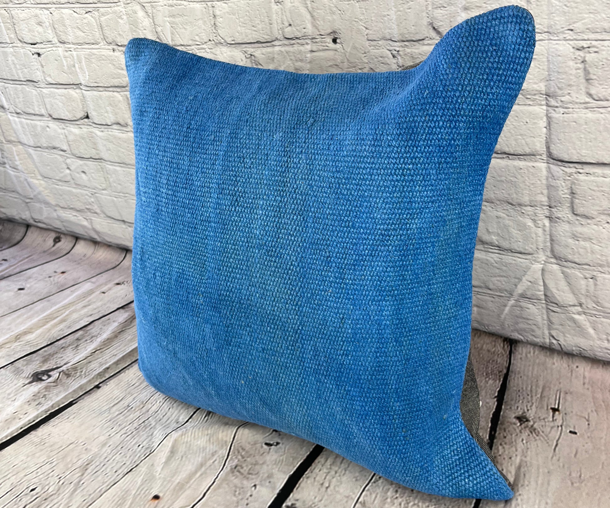 20 x 20 Hemp Pillow Turkish Cushion Natural Blue Pillow Cushion Cover #6446