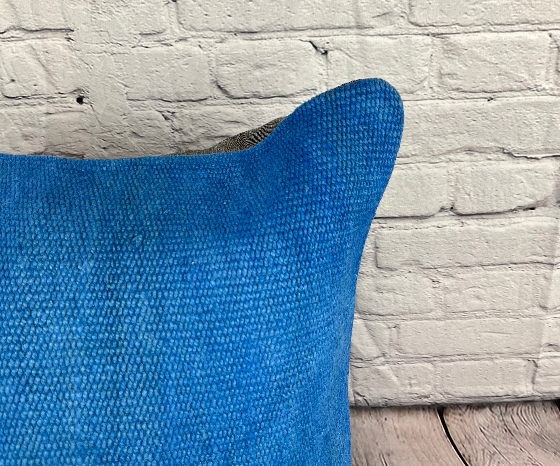 20 x 20 Hemp Pillow Turkish Cushion Natural Blue Pillow Cushion Cover #6446