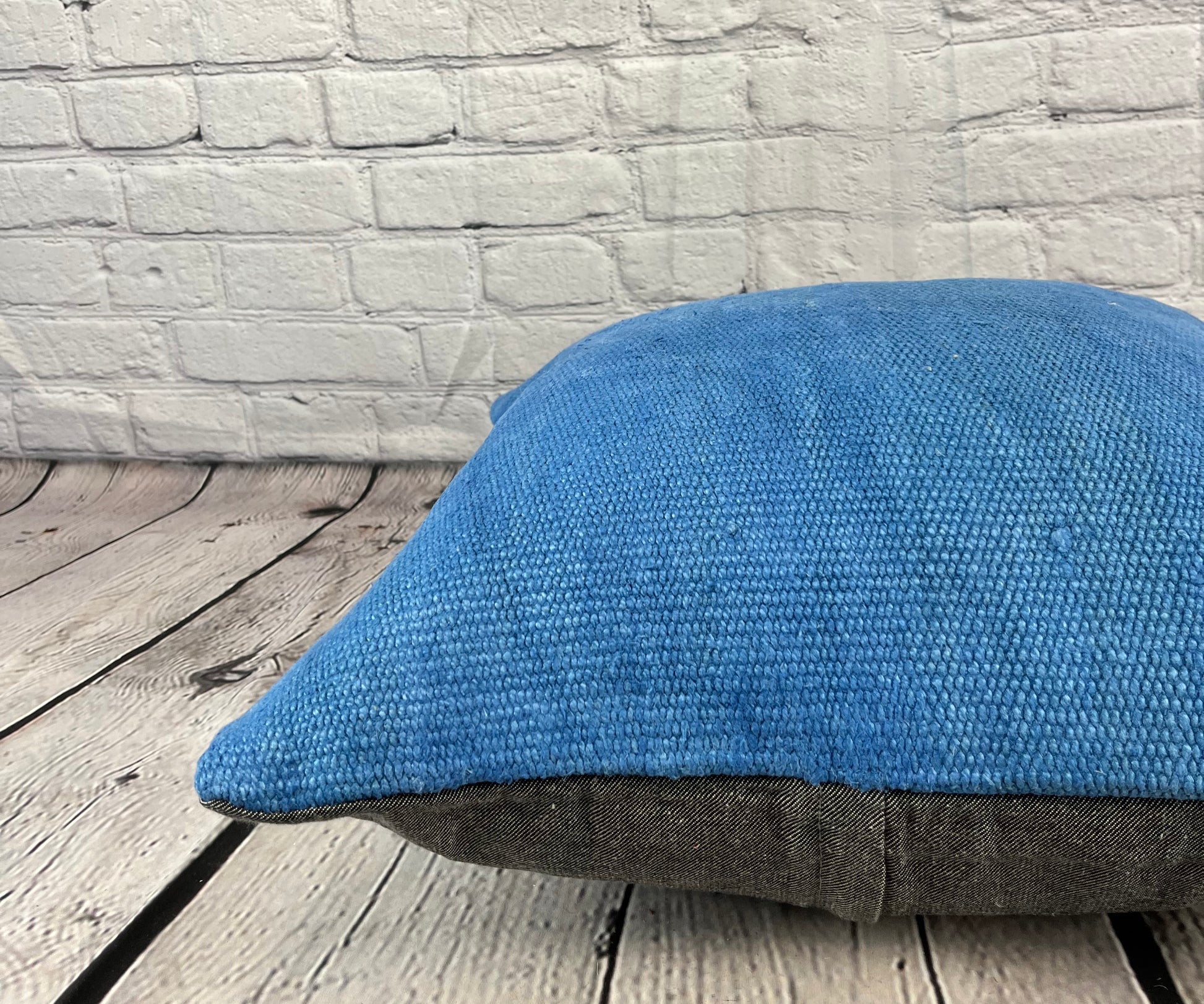 20 x 20 Hemp Pillow Turkish Cushion Natural Blue Pillow Cushion Cover #6446