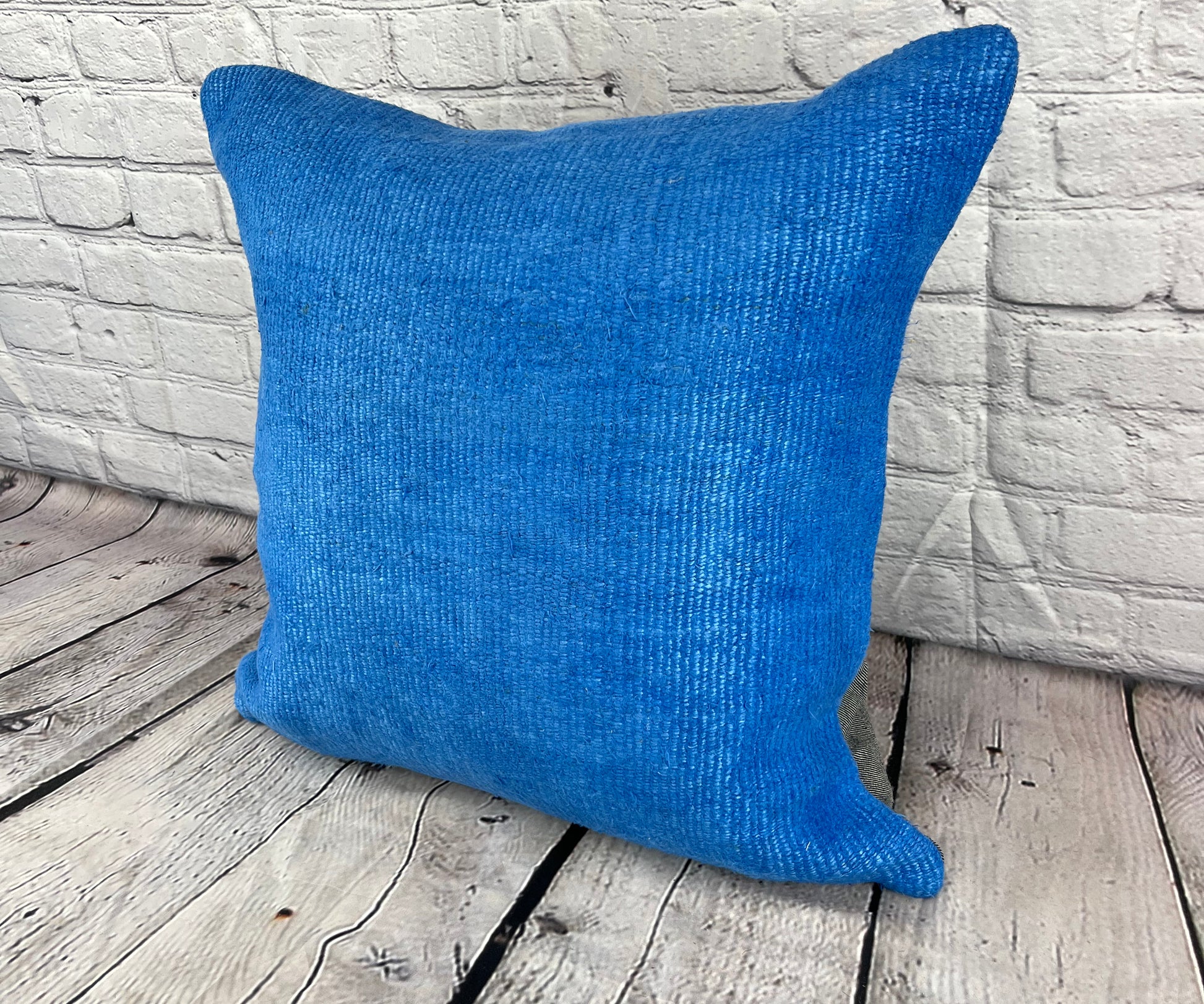 20 x 20 Hemp Pillow Turkish Cushion Natural Blue Pillow Cushion Cover #6450