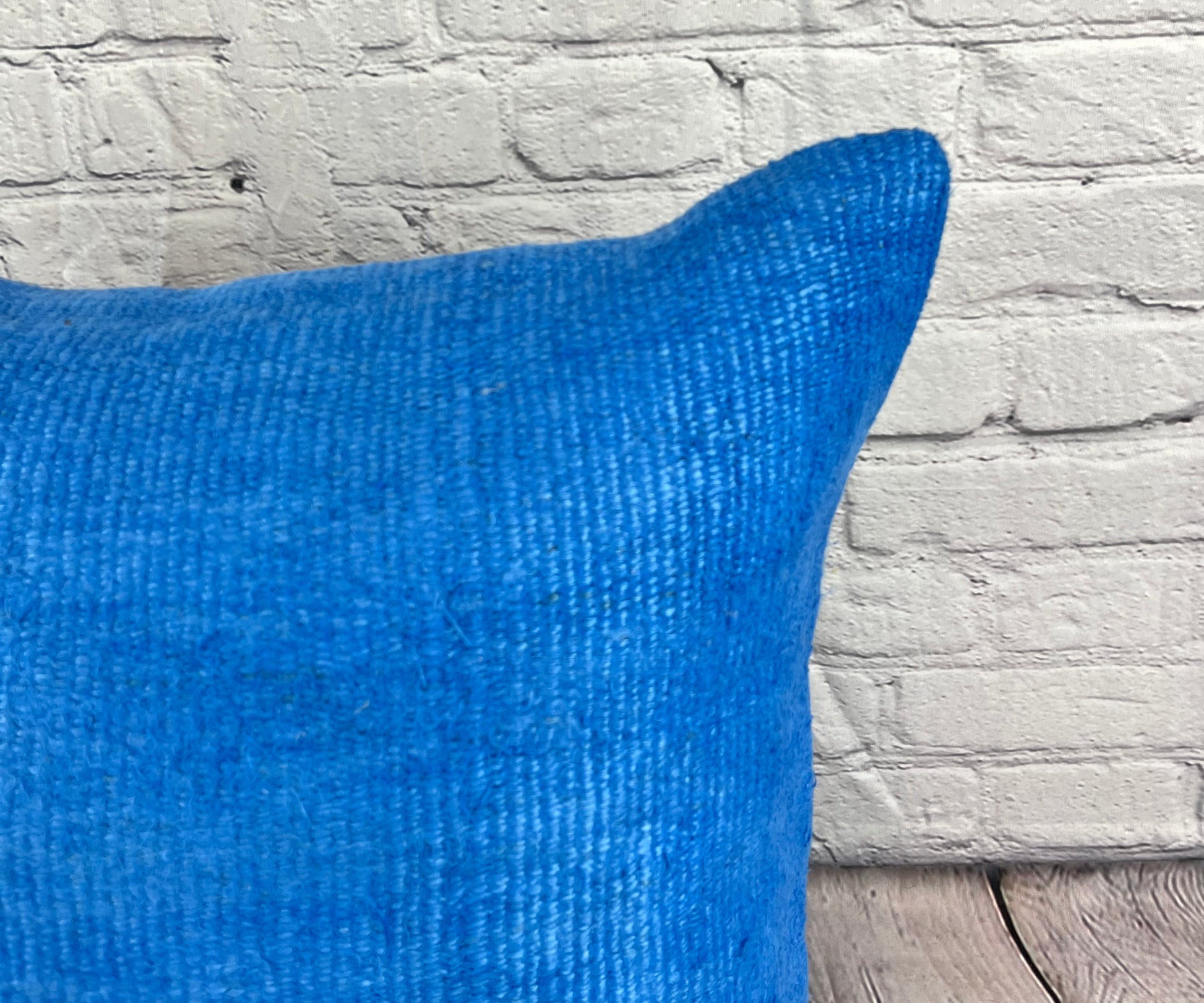 20 x 20 Hemp Pillow Turkish Cushion Natural Blue Pillow Cushion Cover #6450