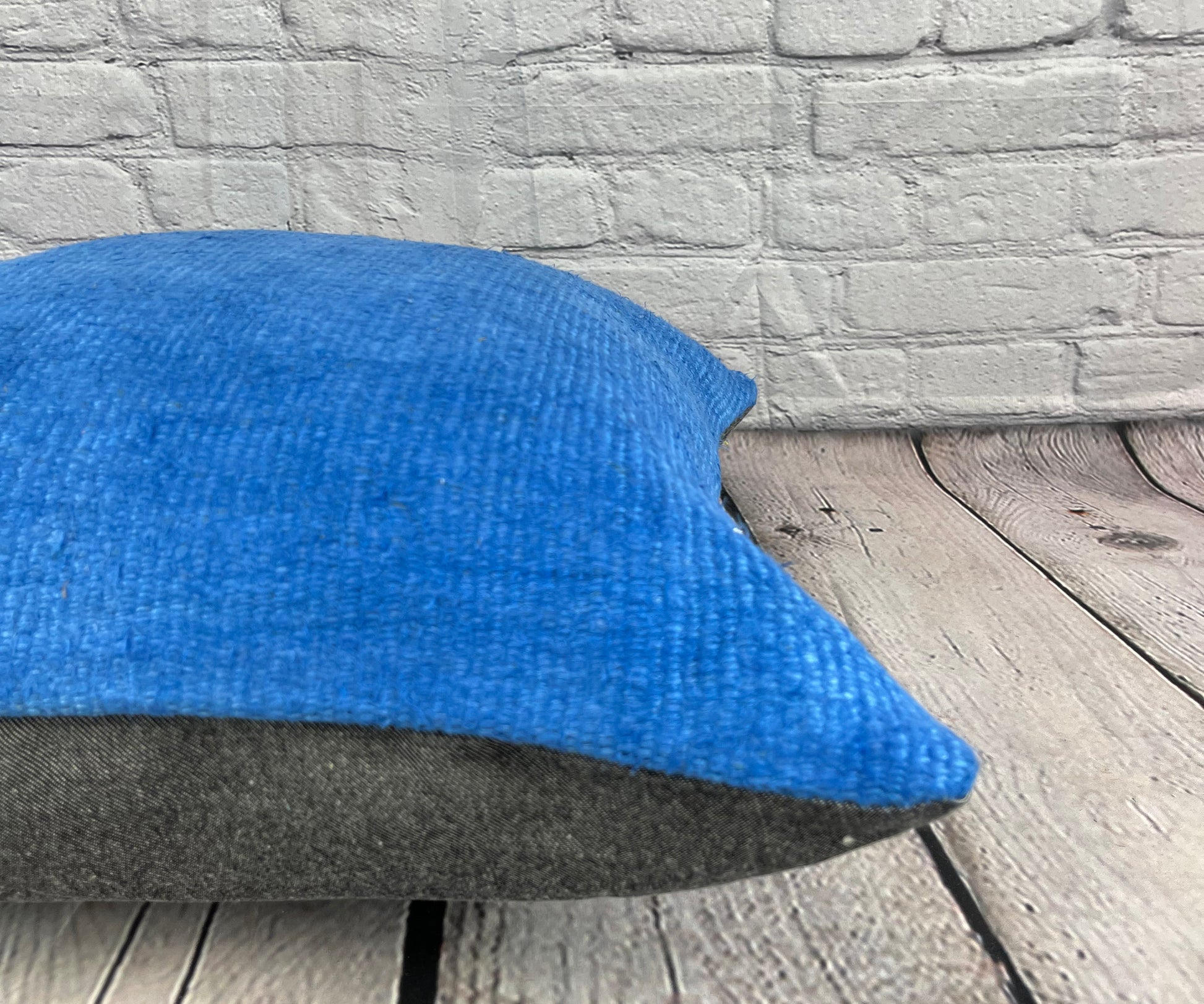 20 x 20 Hemp Pillow Turkish Cushion Natural Blue Pillow Cushion Cover #6450