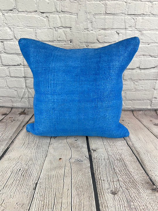 20 x 20 Hemp Pillow Turkish Cushion Natural Blue Pillow Cushion Cover #6451