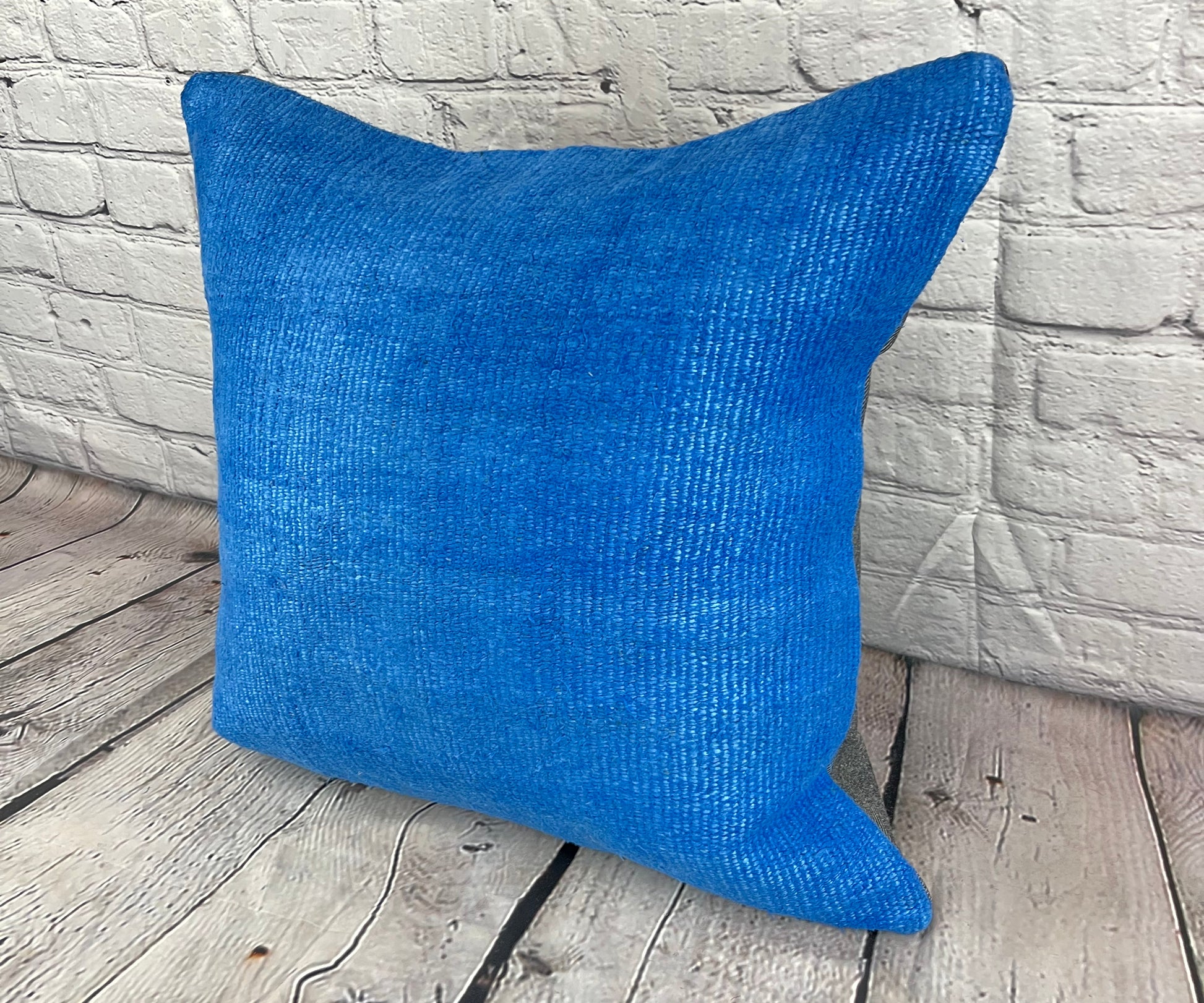20 x 20 Hemp Pillow Turkish Cushion Natural Blue Pillow Cushion Cover #6451
