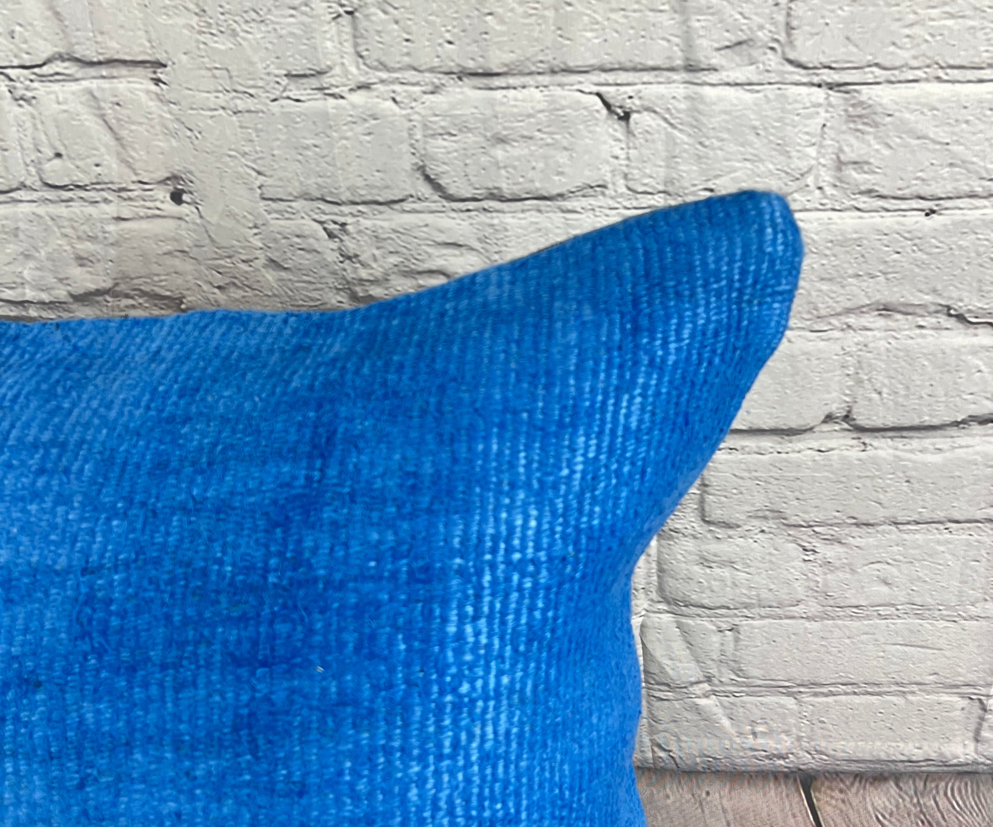 20 x 20 Hemp Pillow Turkish Cushion Natural Blue Pillow Cushion Cover #6451