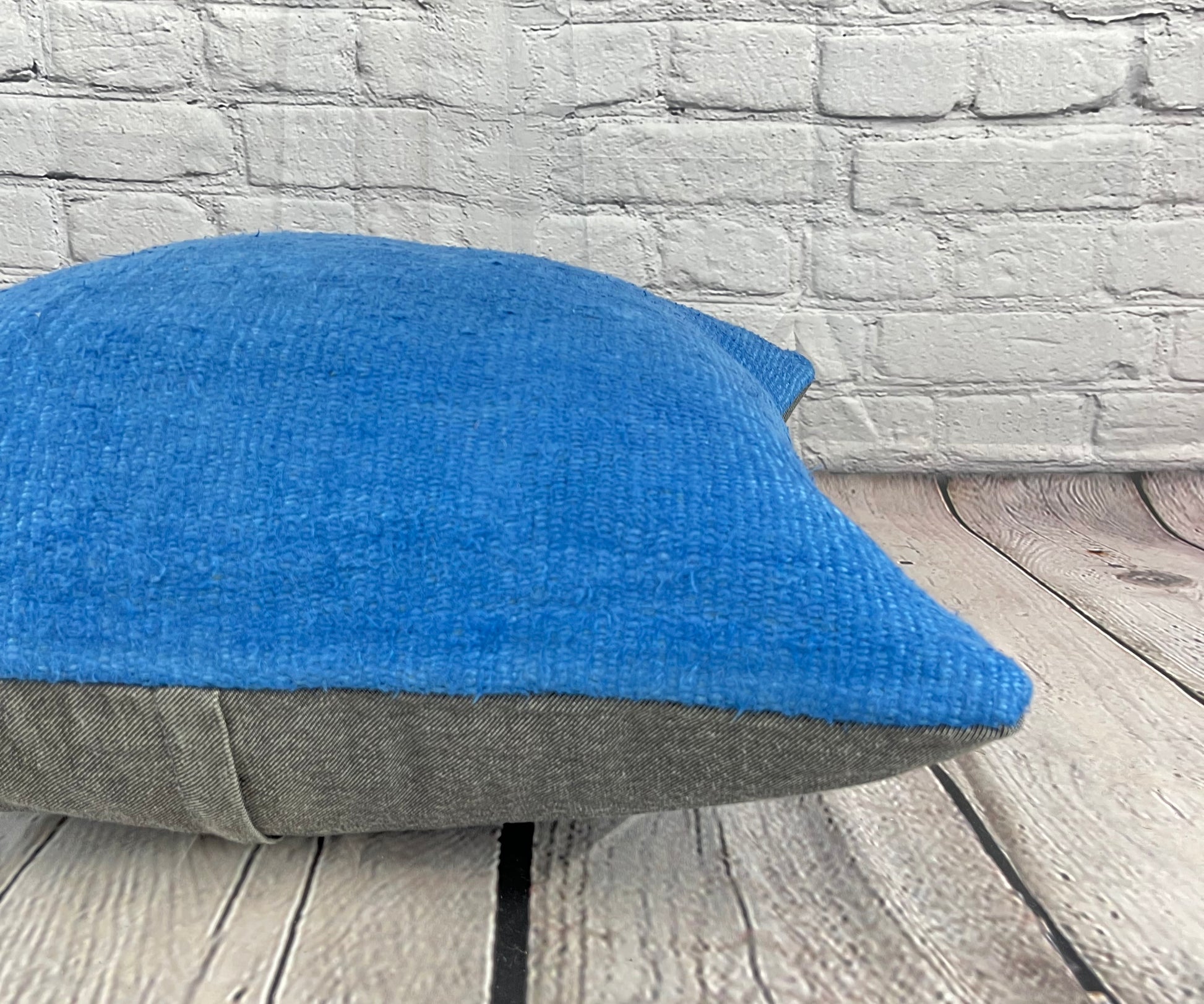 20 x 20 Hemp Pillow Turkish Cushion Natural Blue Pillow Cushion Cover #6451