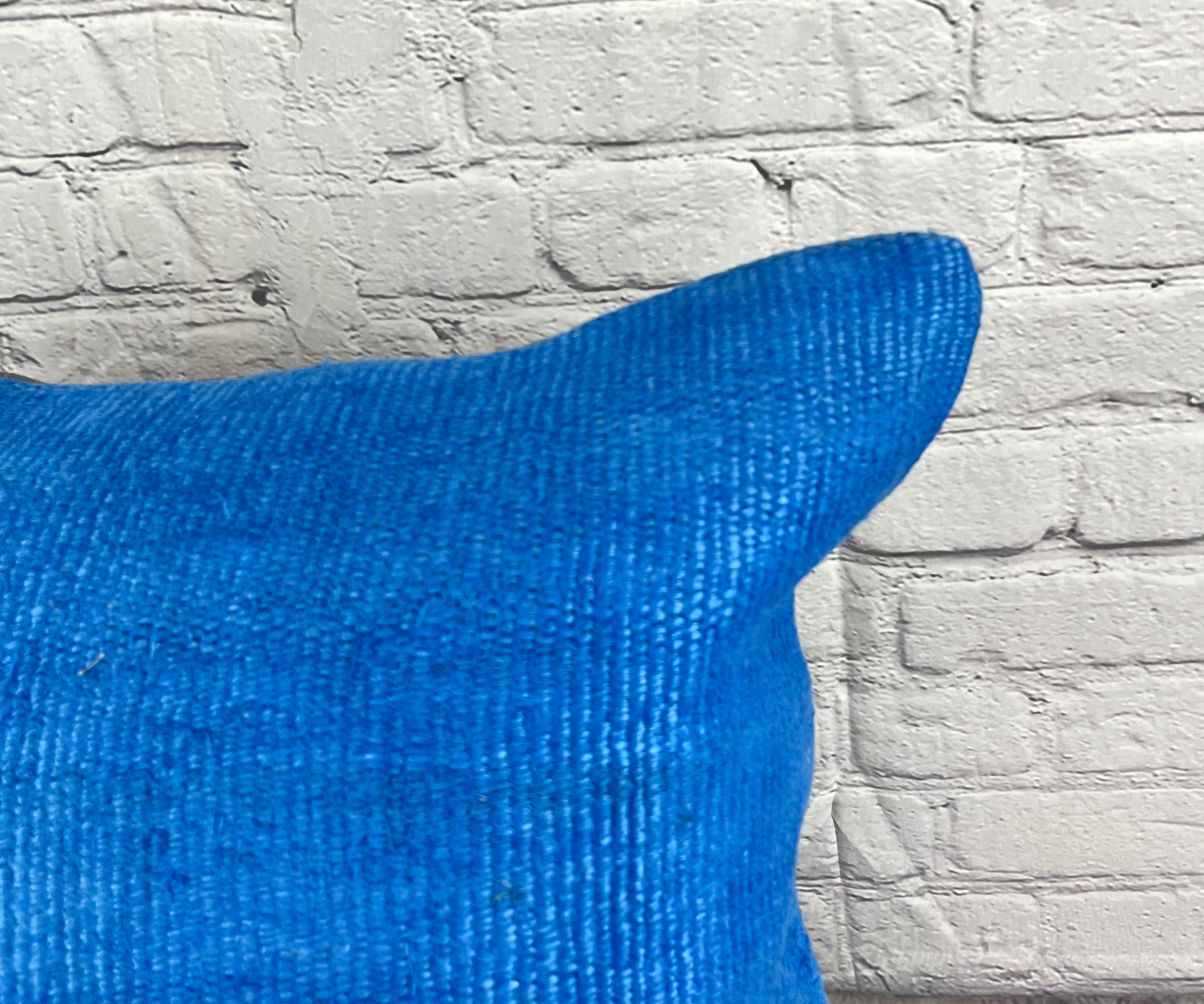 20 x 20 Hemp Pillow Turkish Cushion Natural Blue Pillow Cushion Cover #6448
