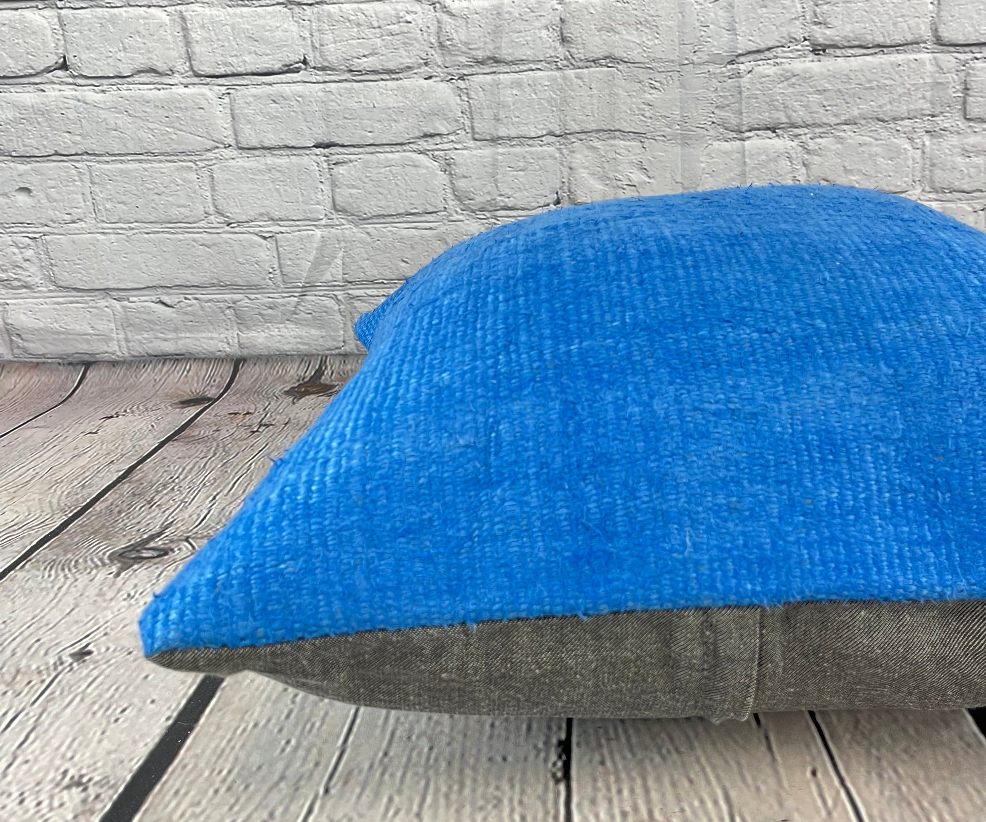 20 x 20 Hemp Pillow Turkish Cushion Natural Blue Pillow Cushion Cover #6448