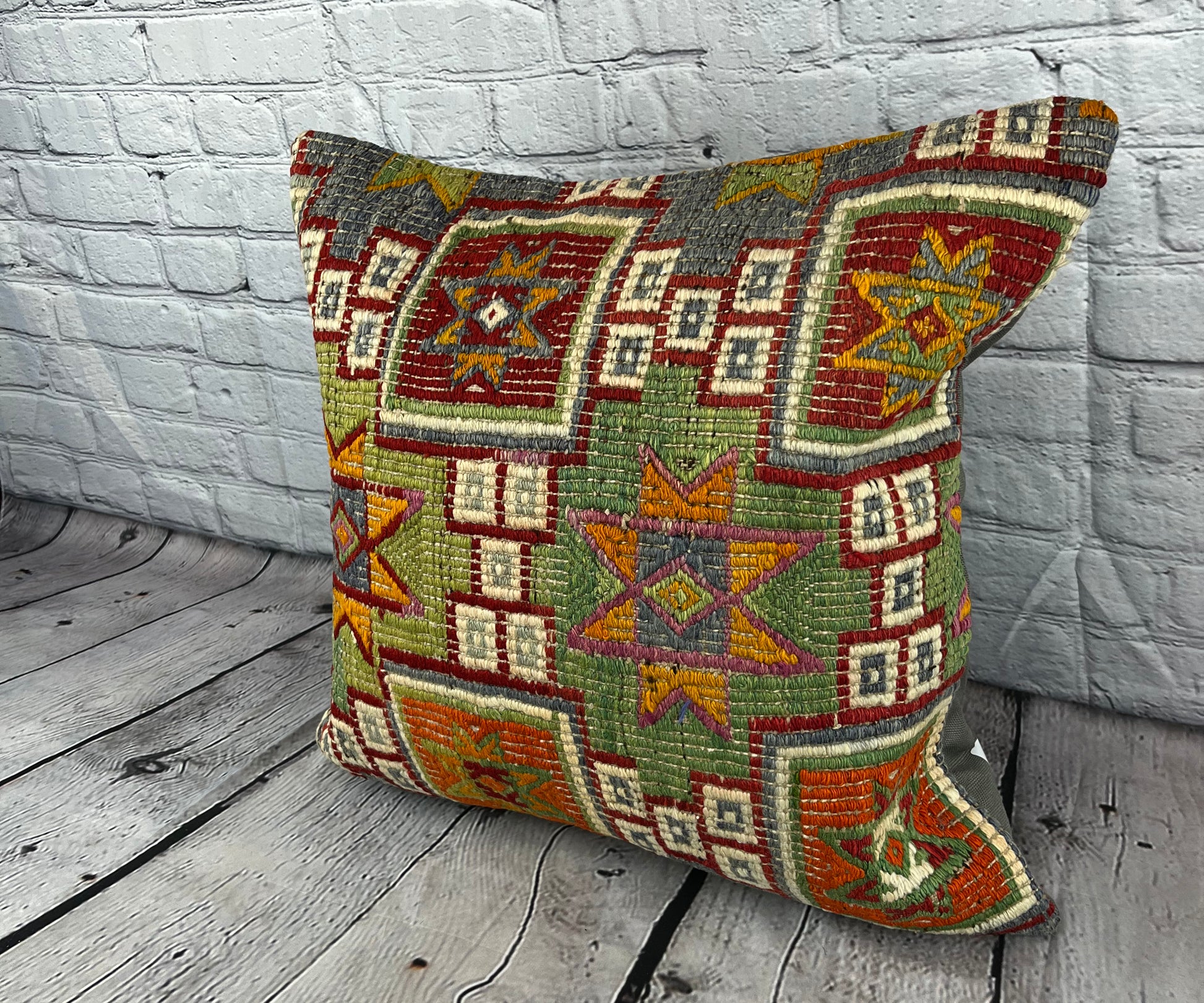 20 x 20 Kilim Pillow Turkish Cushion Natural Green Pillow Cushion Cover #6766