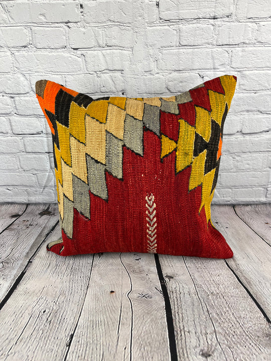 20 x 20 Kilim Pillow Turkish Cushion Natural Red Pillow Cushion Cover #6819