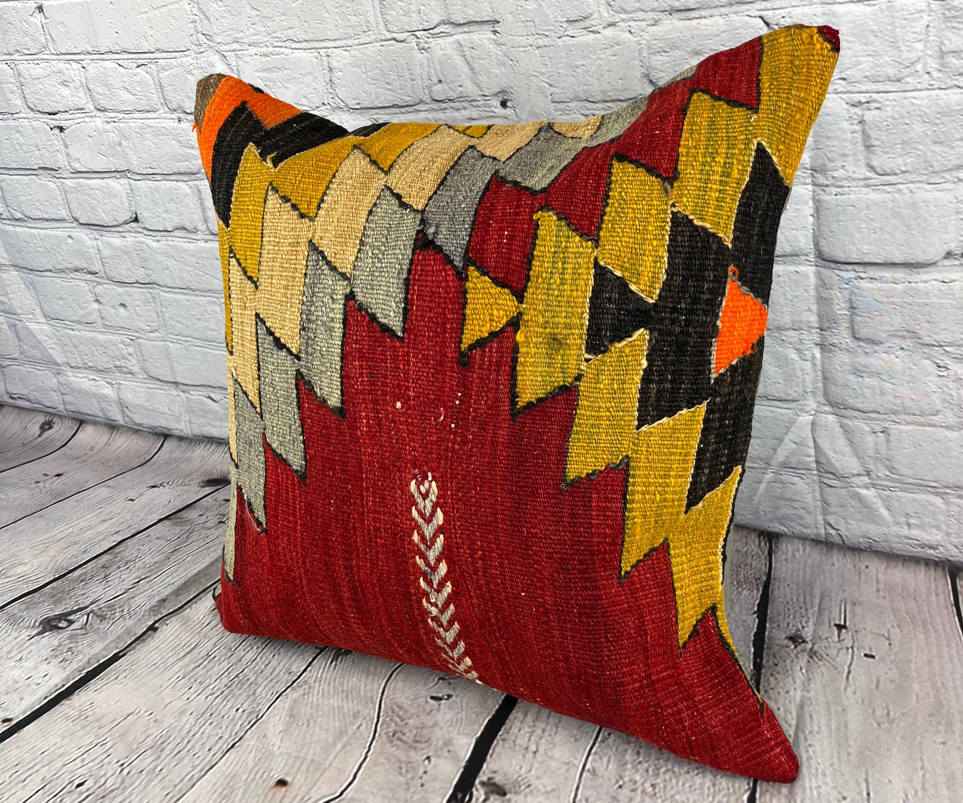 20 x 20 Kilim Pillow Turkish Cushion Natural Red Pillow Cushion Cover #6819