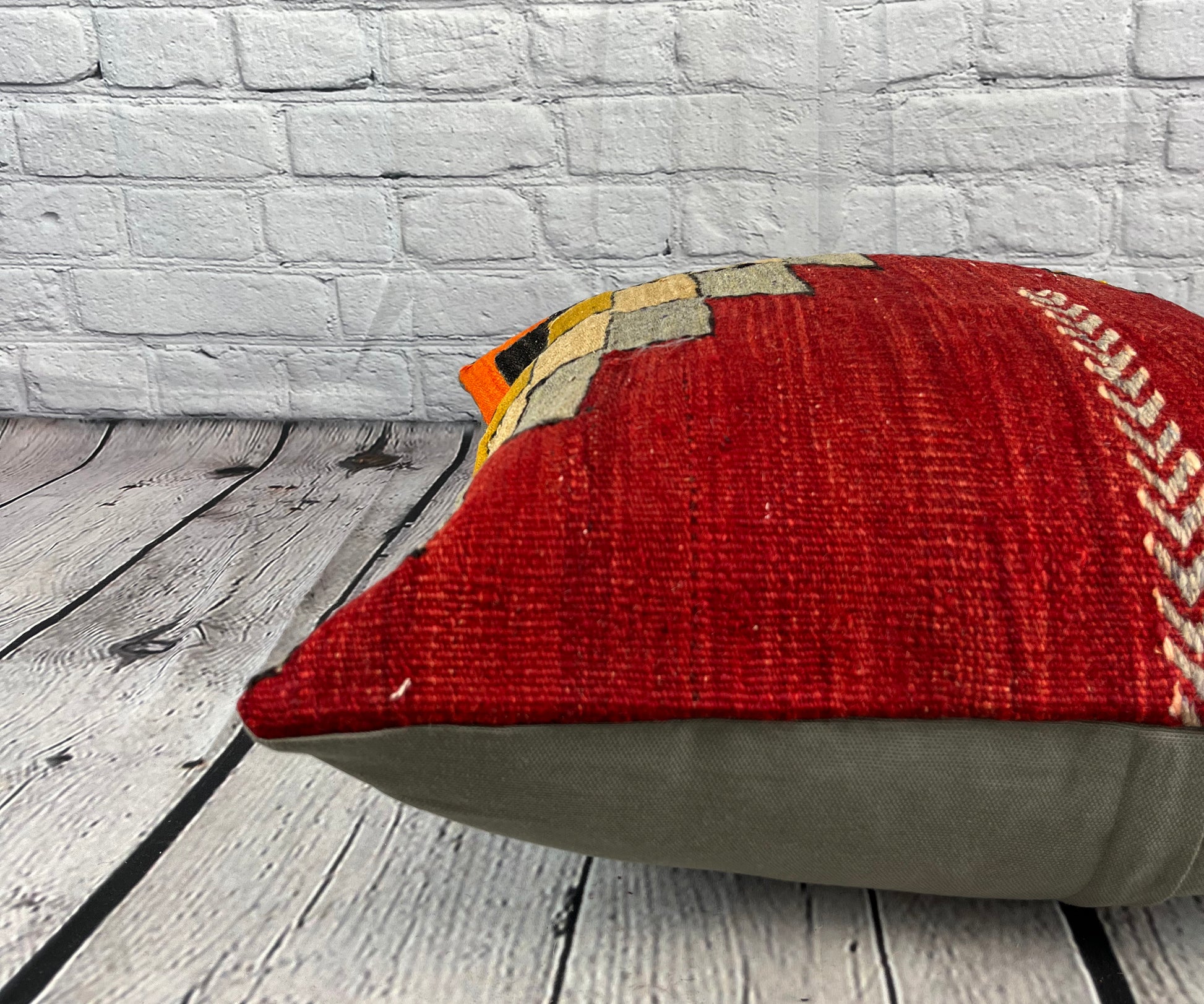 20 x 20 Kilim Pillow Turkish Cushion Natural Red Pillow Cushion Cover #6819