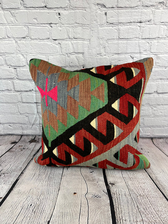 20 x 20 Kilim Pillow Turkish Cushion Natural Pink Brown Pillow Cushion Cover #6780