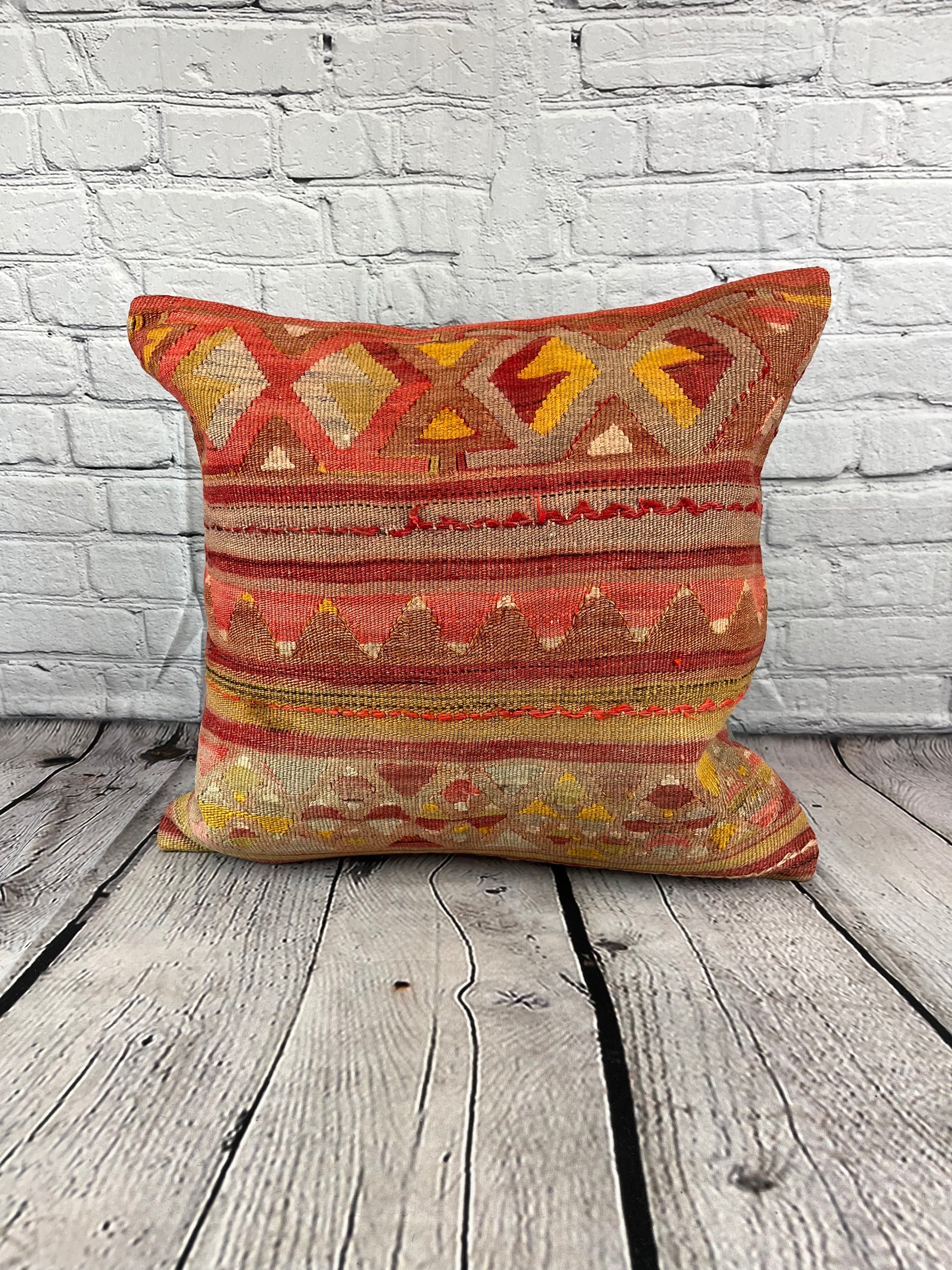 20 x 20 Kilim Pillow Turkish Cushion Natural Green Pillow Cushion Cover #6814
