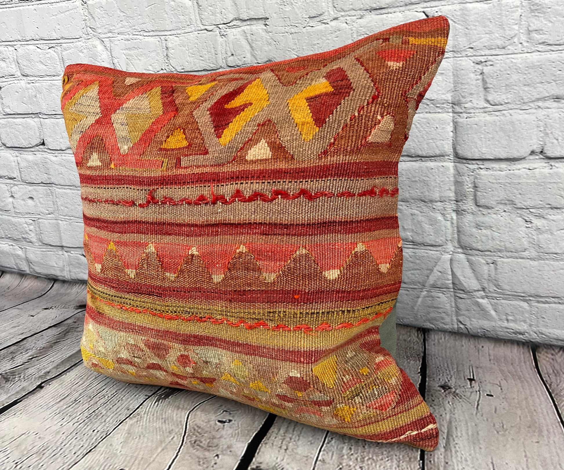20 x 20 Kilim Pillow Turkish Cushion Natural Green Pillow Cushion Cover #6814