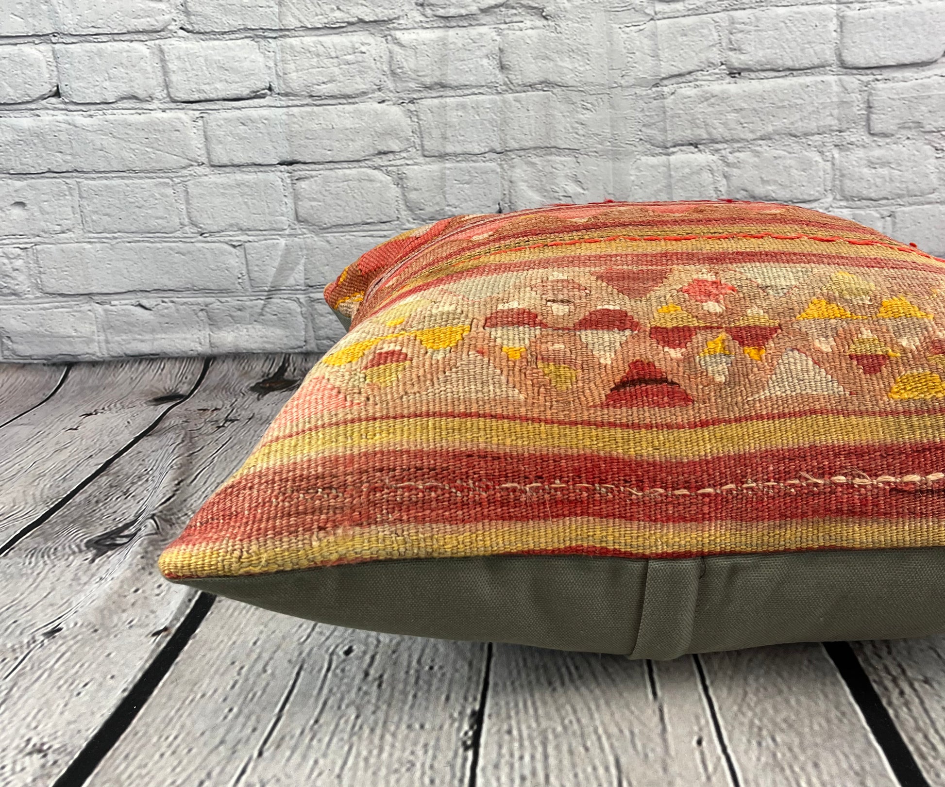 20 x 20 Kilim Pillow Turkish Cushion Natural Green Pillow Cushion Cover #6814