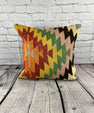 20 x 20 Kilim Pillow Turkish Cushion Natural Yellow Green Pillow Cushion Cover #6794