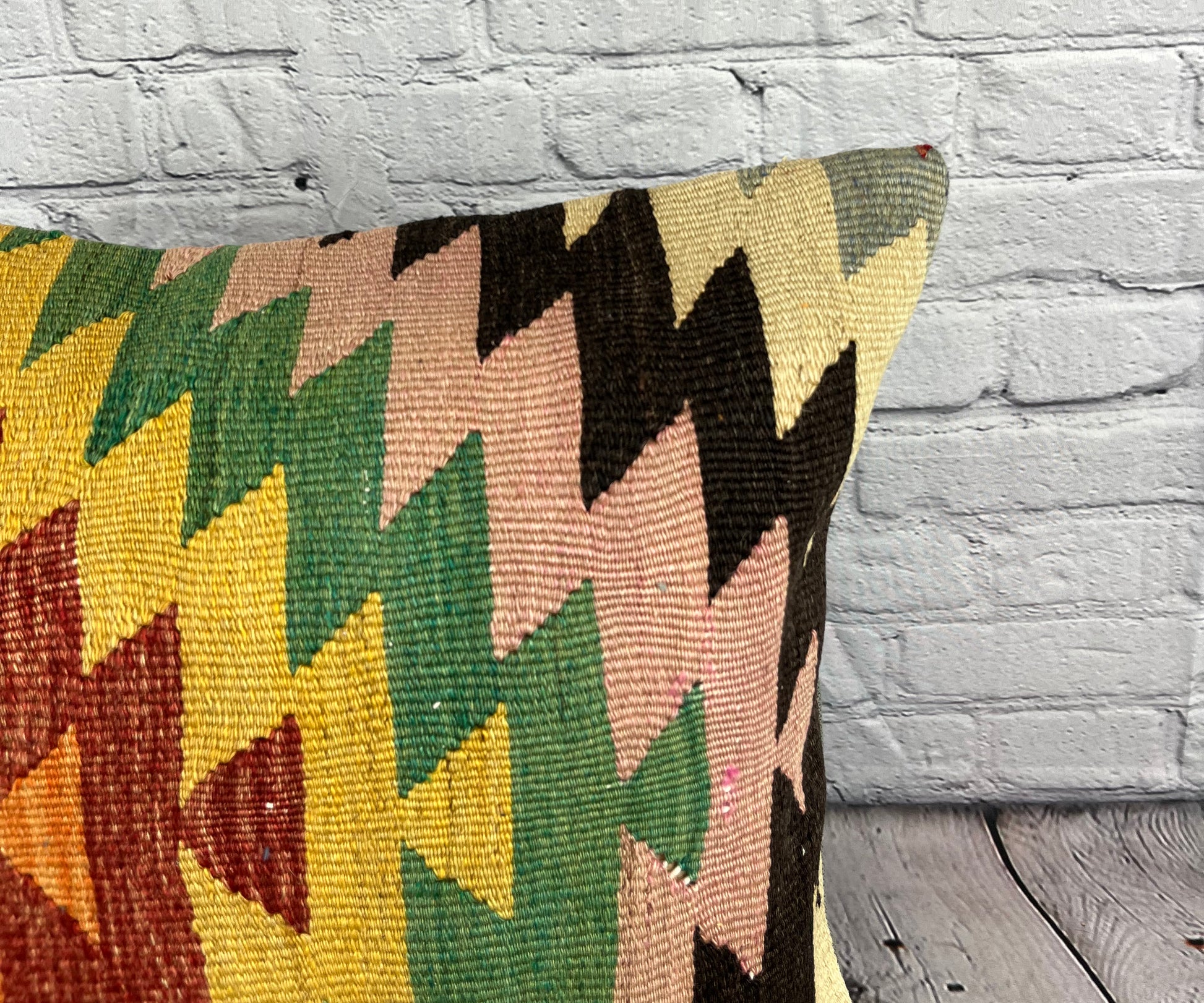 20 x 20 Kilim Pillow Turkish Cushion Natural Yellow Green Pillow Cushion Cover #6794