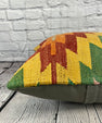 20 x 20 Kilim Pillow Turkish Cushion Natural Yellow Green Pillow Cushion Cover #6794