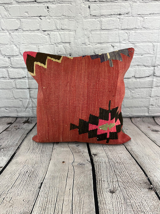 20 x 20 Kilim Pillow Turkish Cushion Natural Red Pillow Cushion Cover #6796