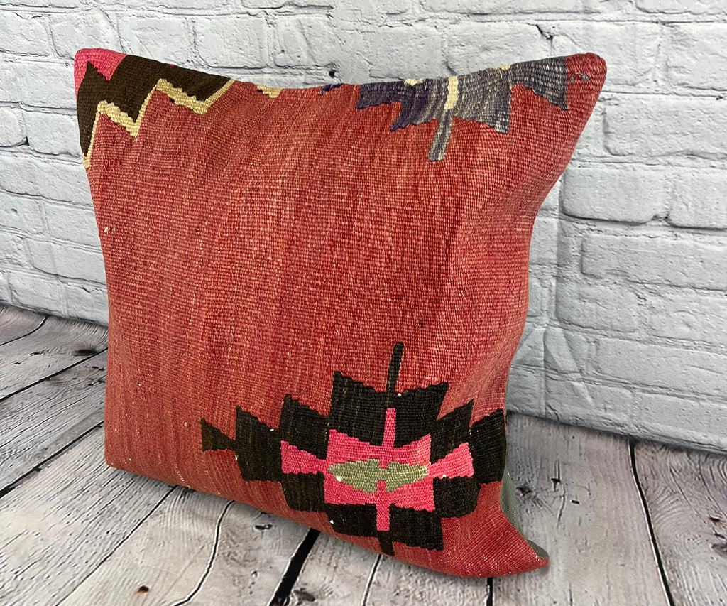 20 x 20 Kilim Pillow Turkish Cushion Natural Red Pillow Cushion Cover 6796