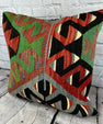 20 x 20 Kilim Pillow Turkish Cushion Natural Green Black Pillow Cushion Cover #6787