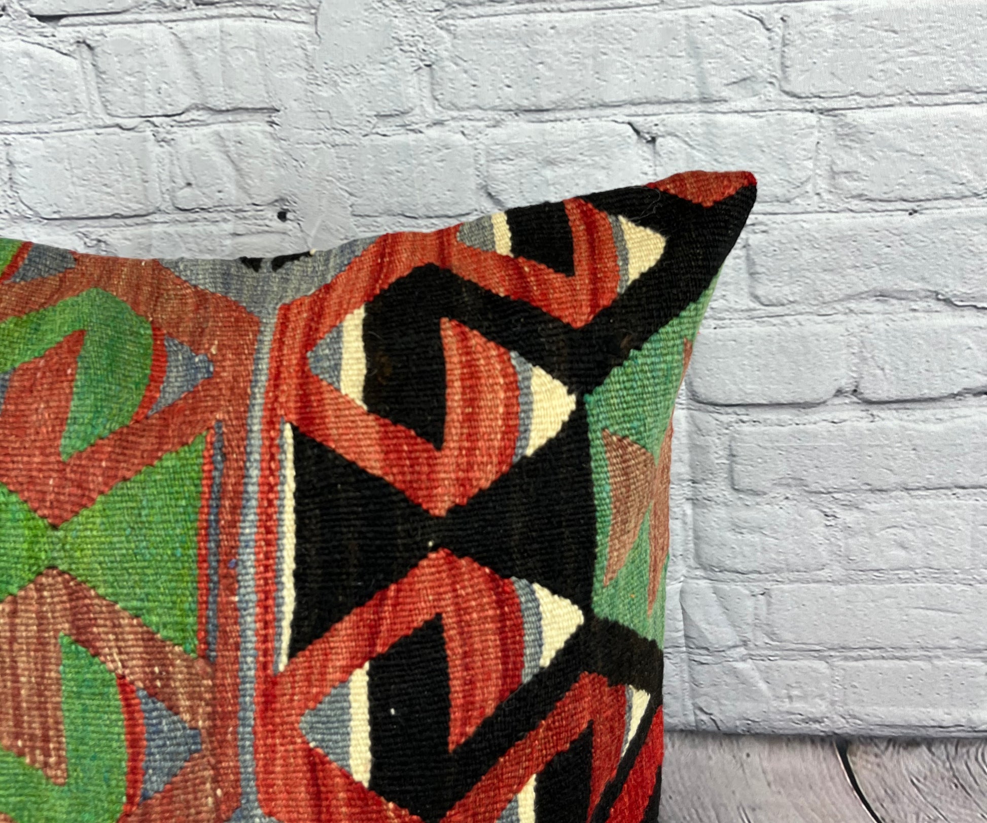 20 x 20 Kilim Pillow Turkish Cushion Natural Green Black Pillow Cushion Cover #6787