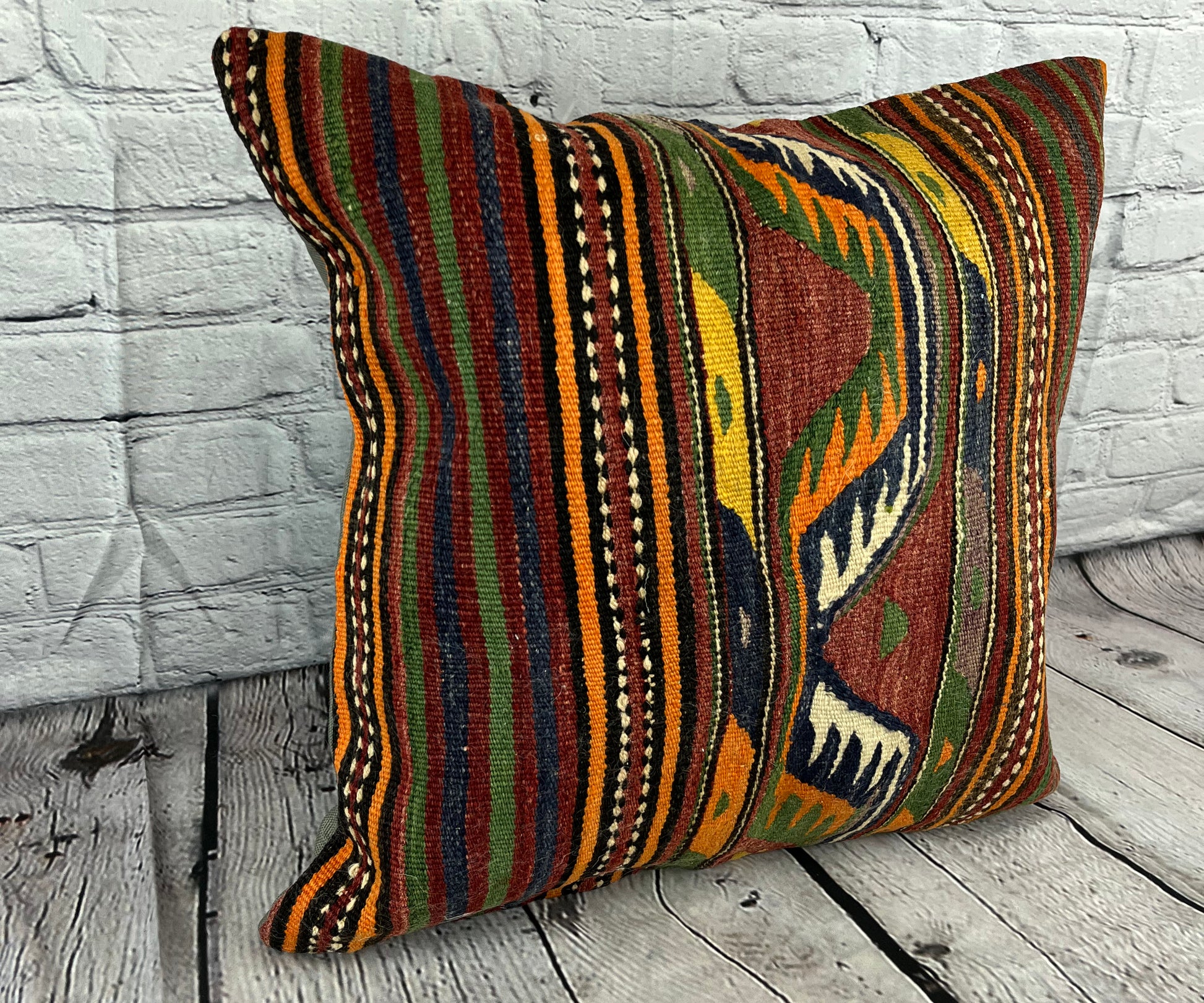 20 x 20 Kilim Pillow Turkish Cushion Natural Green Brown Pillow Cushion Cover #6797