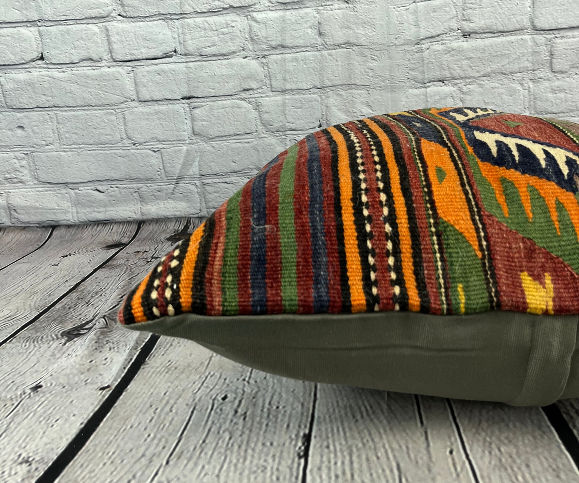 20 x 20 Kilim Pillow Turkish Cushion Natural Green Brown Pillow Cushion Cover #6797