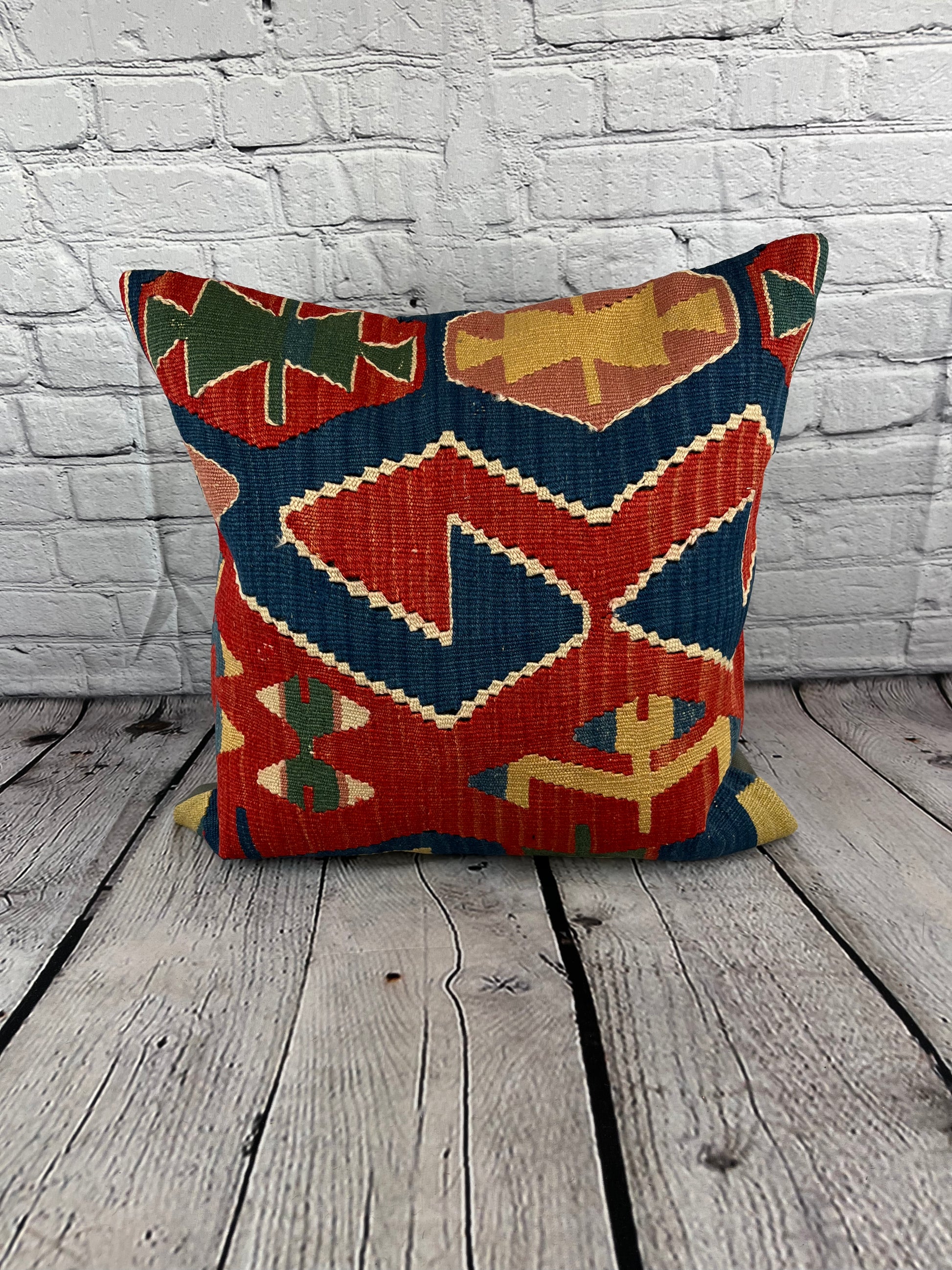 20 x 20 Kilim Pillow Turkish Cushion Natural Red Pillow Cushion Cover #6187