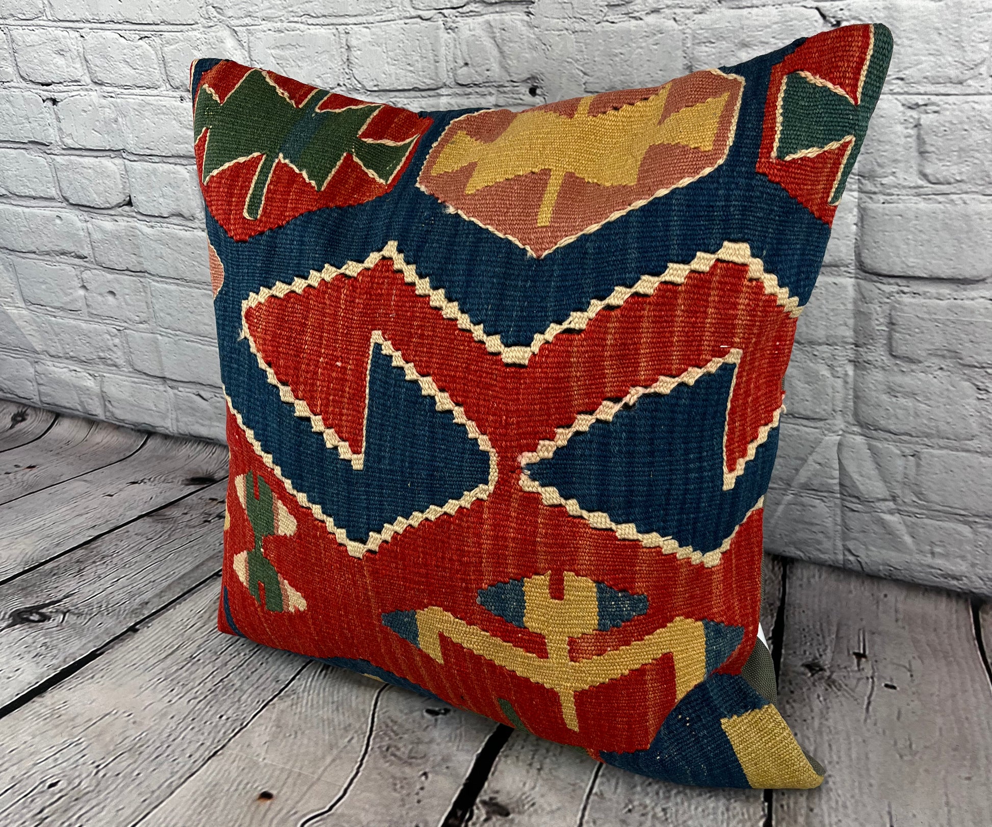 20 x 20 Kilim Pillow Turkish Cushion Natural Red Pillow Cushion Cover #6187