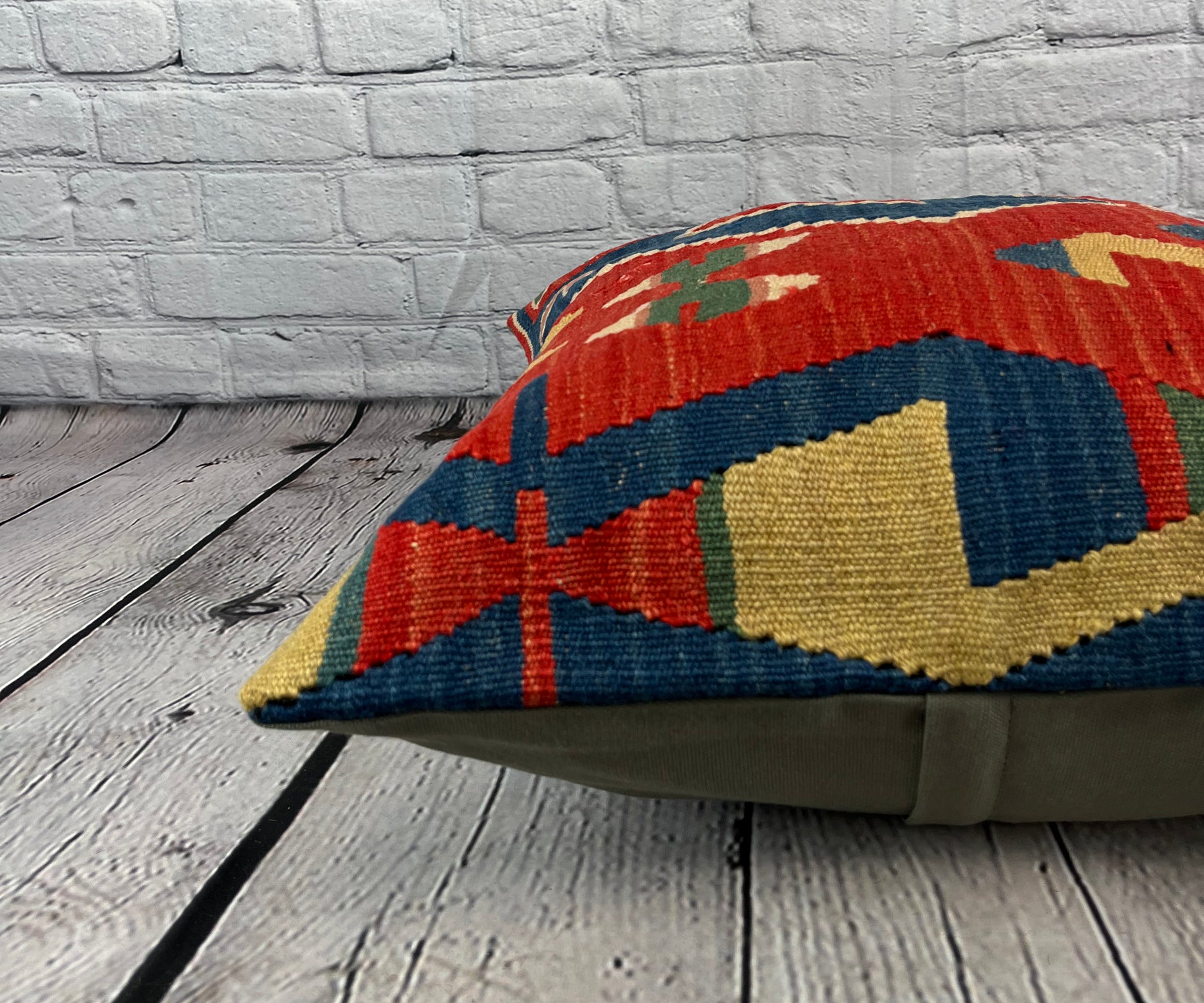 20 x 20 Kilim Pillow Turkish Cushion Natural Red Pillow Cushion Cover #6187