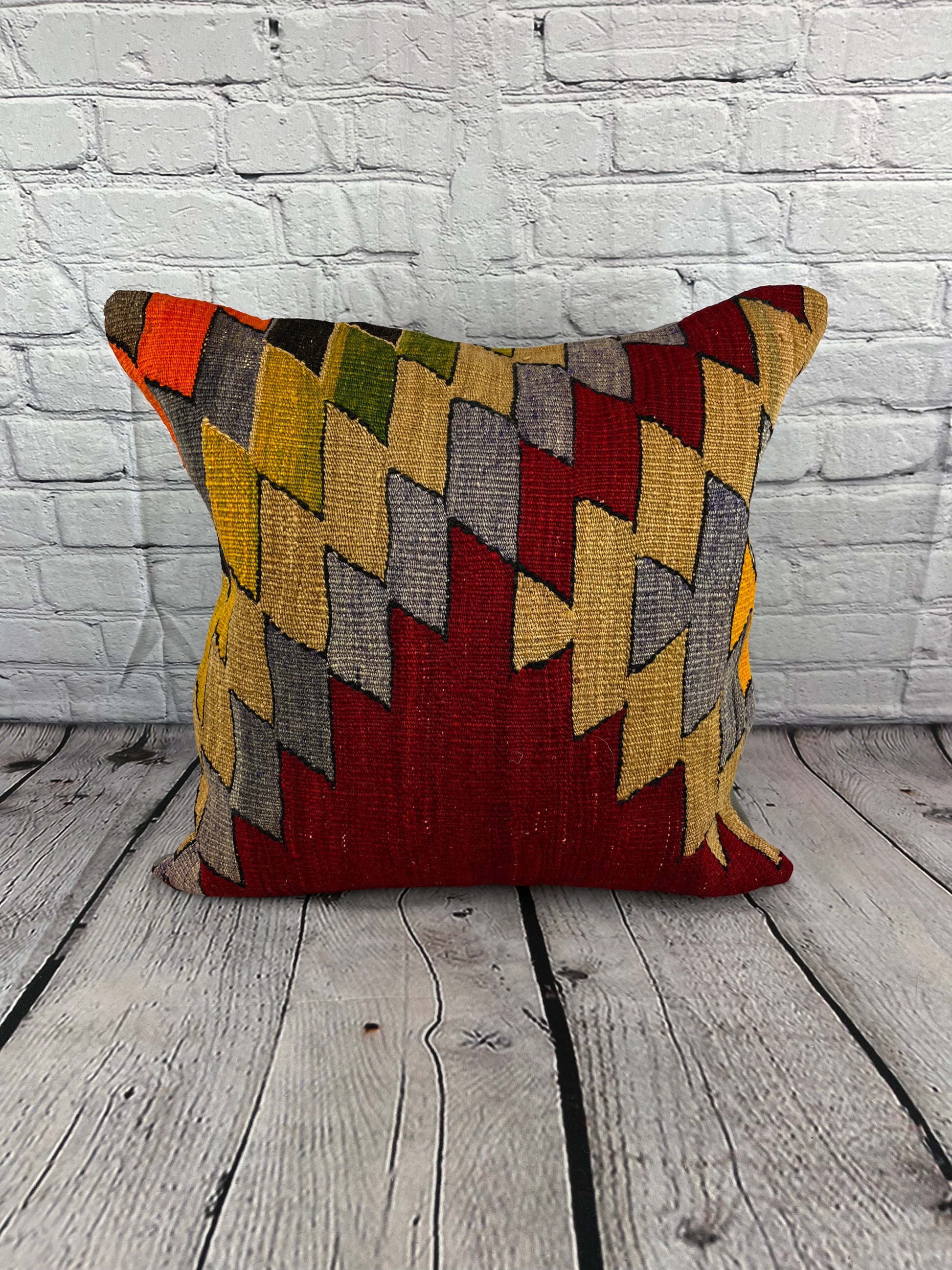 20 x 20 Kilim Pillow Turkish Cushion Natural Red Green Pillow Cushion Cover #6728