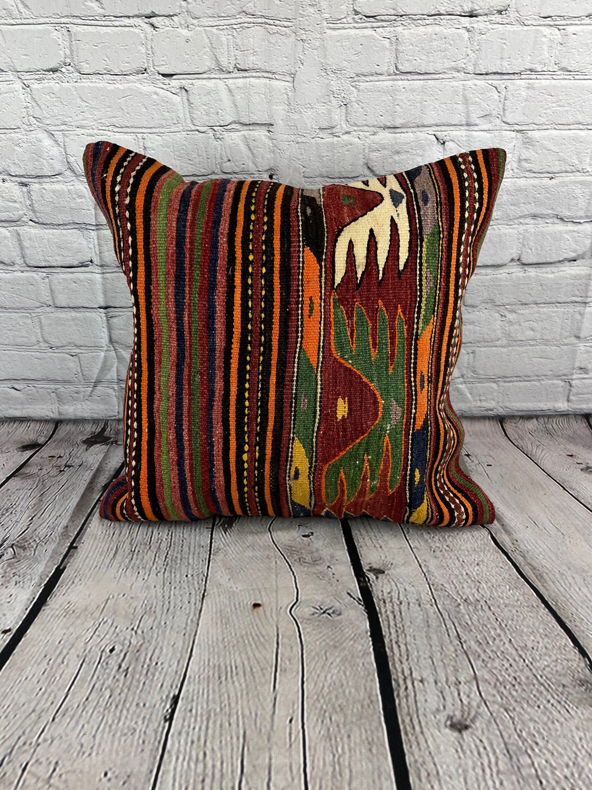20 x 20 Kilim Pillow Turkish Cushion Natural Anatolian Night Pillow Cushion Cover #6755