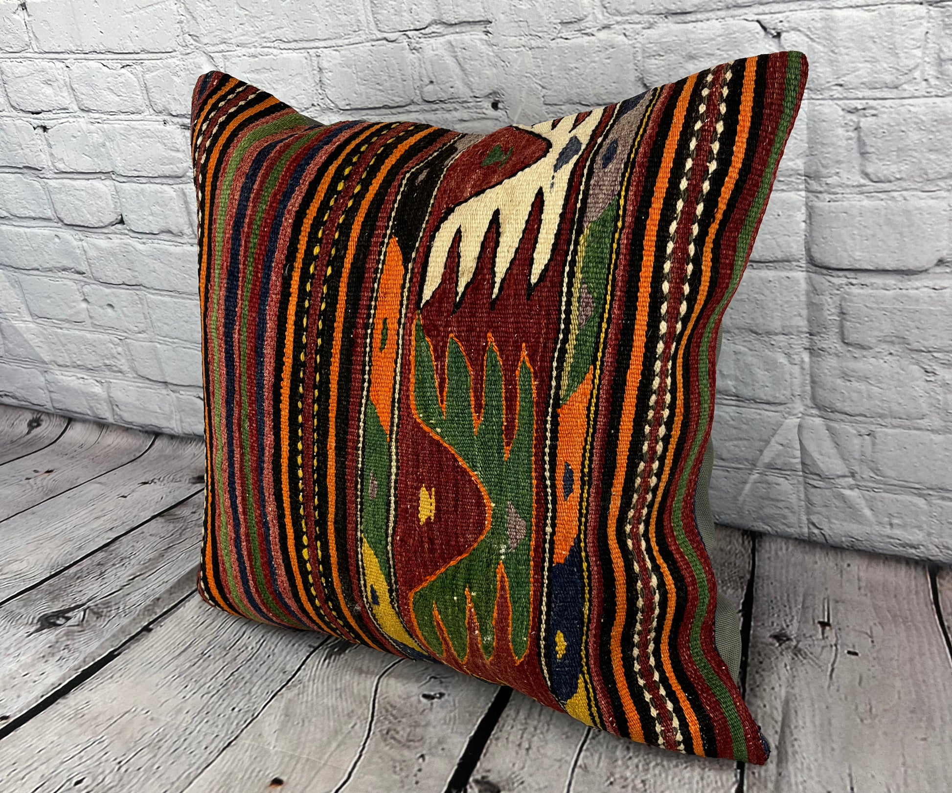 20 x 20 Kilim Pillow Turkish Cushion Natural Anatolian Night Pillow Cushion Cover #6755