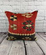 20 x 20 Kilim Pillow Turkish Cushion Natural Red Black Pillow Cushion Cover #6808