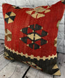 20 x 20 Kilim Pillow Turkish Cushion Natural Red Black Pillow Cushion Cover #6808